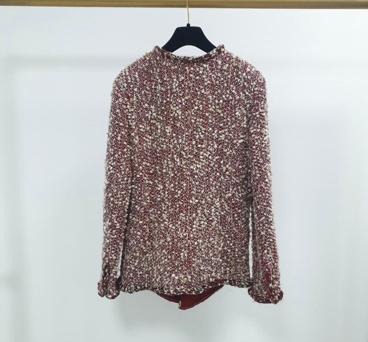 Chanel Red Ecru Wool Blend Tweed Paris-Dallas Jacket 1