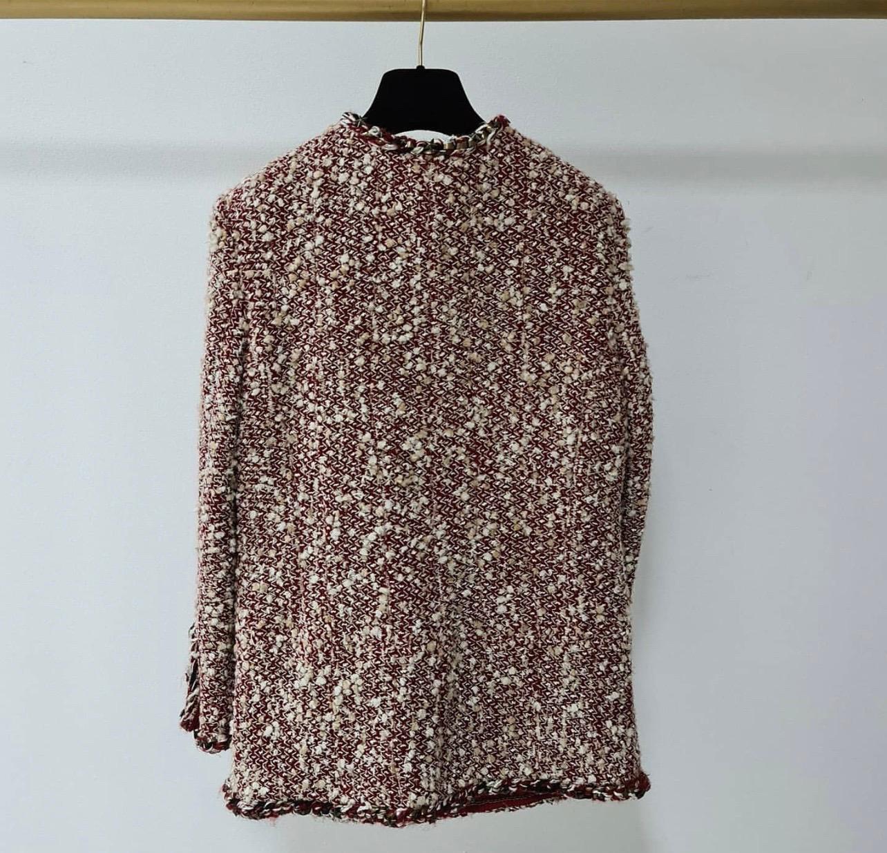 Chanel Red Ecru Wool Blend Tweed Paris-Dallas Jacket 3