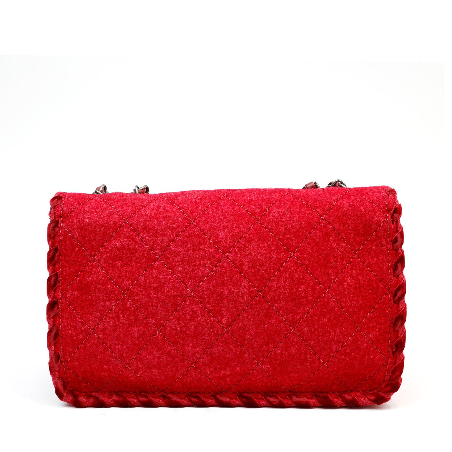 Chanel Red Fancy Felt Flap Bag