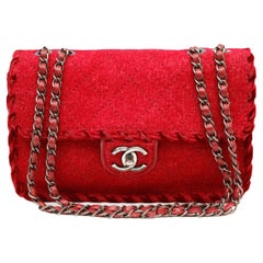 Chanel Red Fancy Felt Flap Bag 