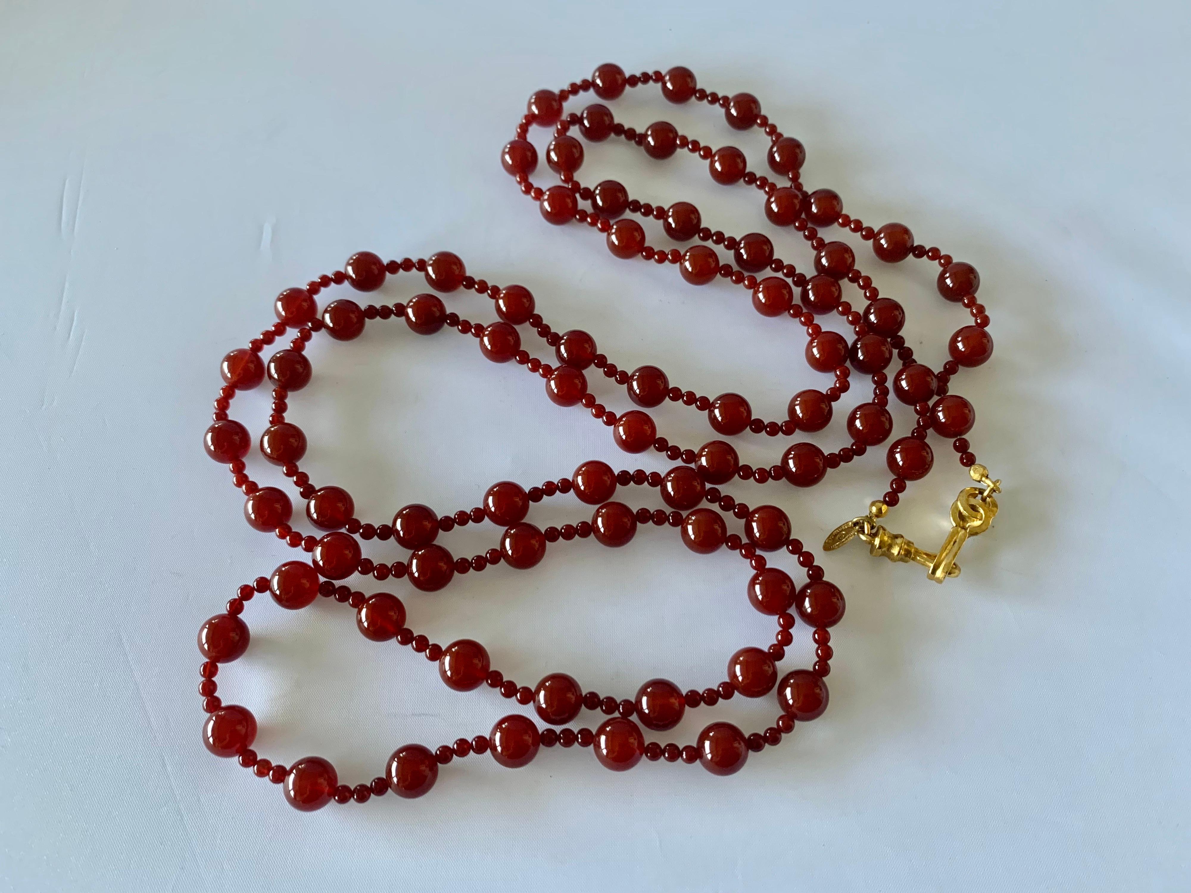 Artisan Chanel Red Glass Bead Necklace