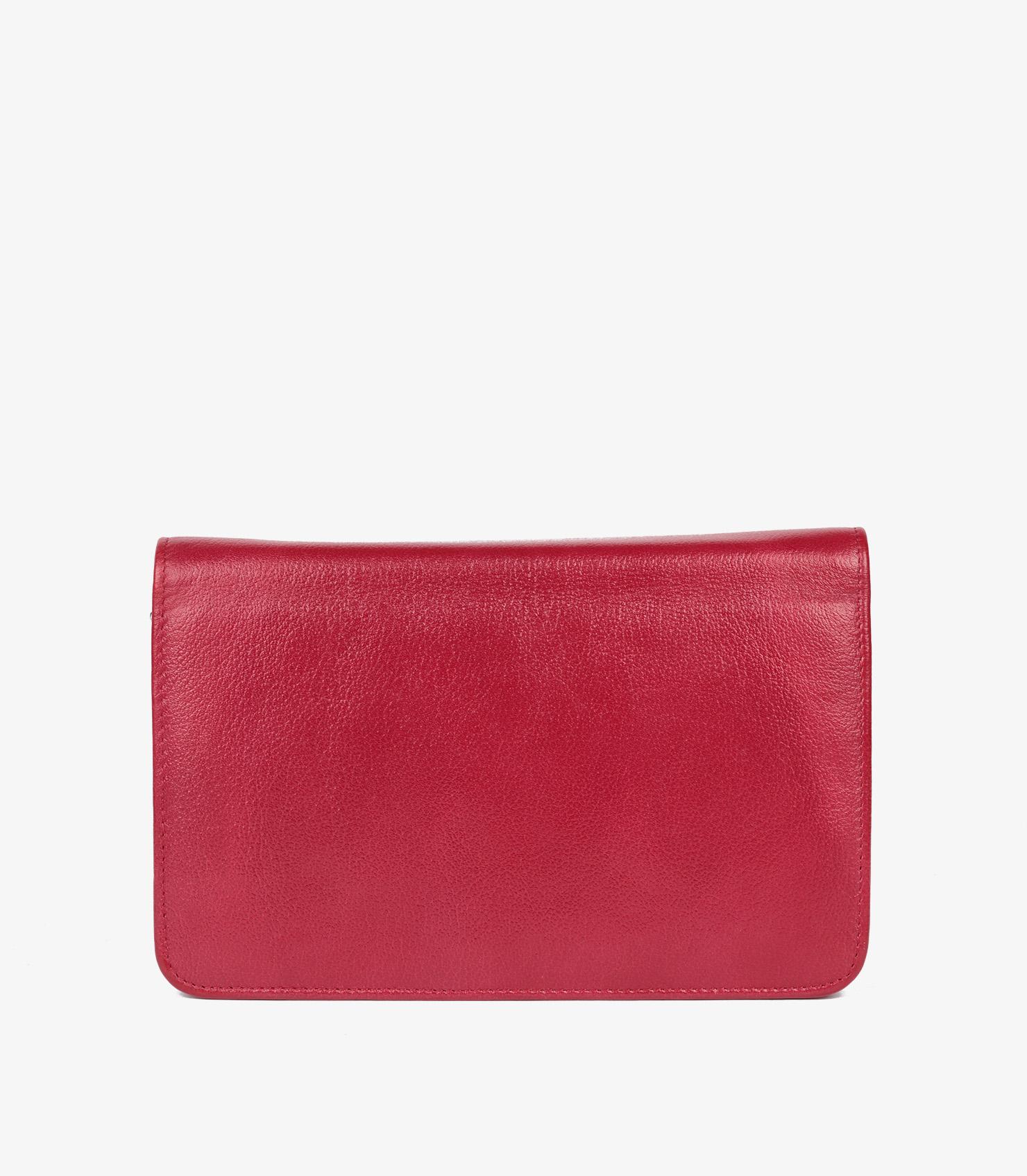 Chanel Rote Mademoiselle-Jacke aus Ziegenleder mit geprägter Brieftasche an Kette WOC aus Leder im Angebot 2
