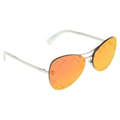 Chanel Rot/Gold Acetat 4218 Gesteppter Randloser Spiegel Aviator-Sonnenbrille