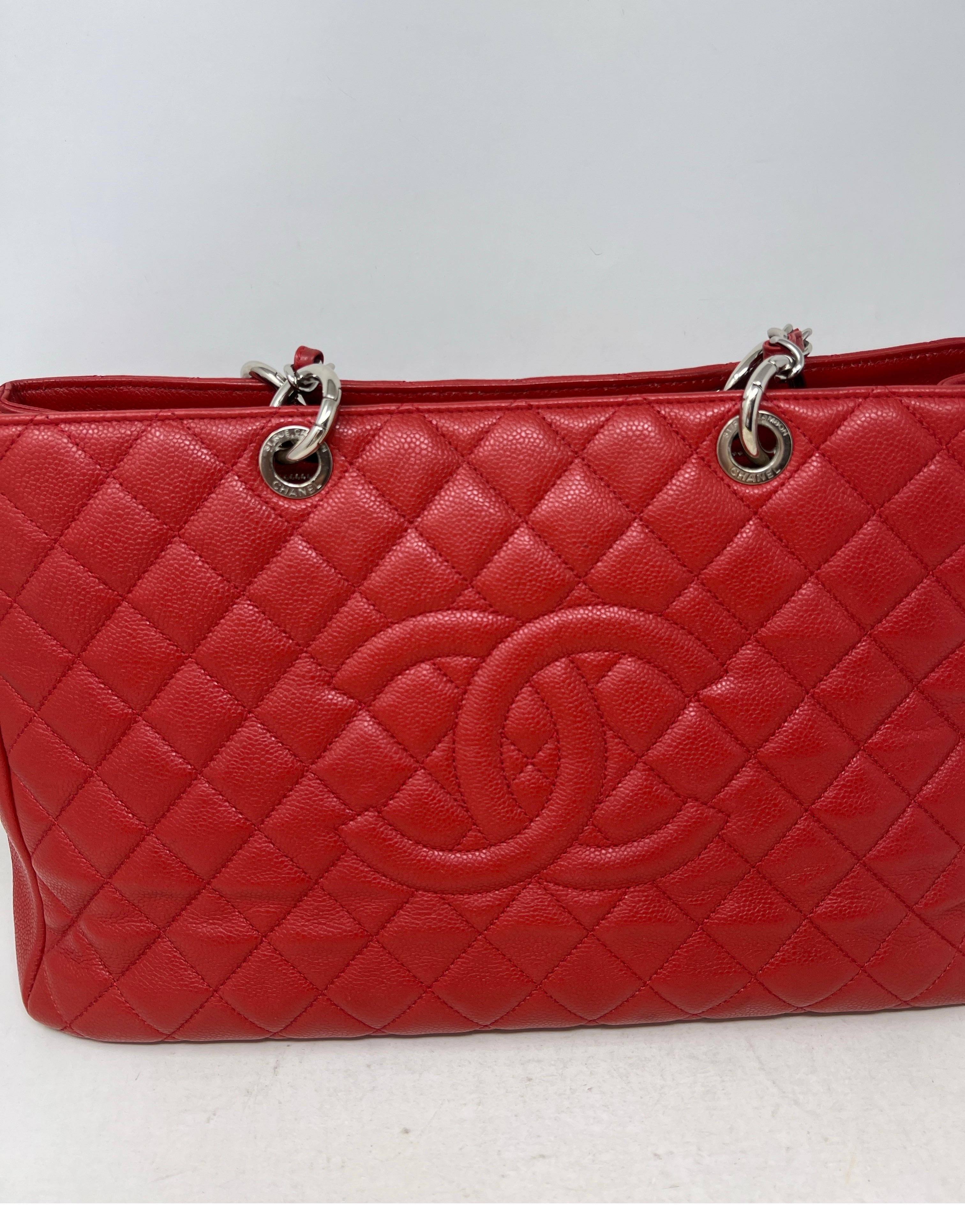 Chanel Red Grand Shopper Tote In Excellent Condition In Athens, GA