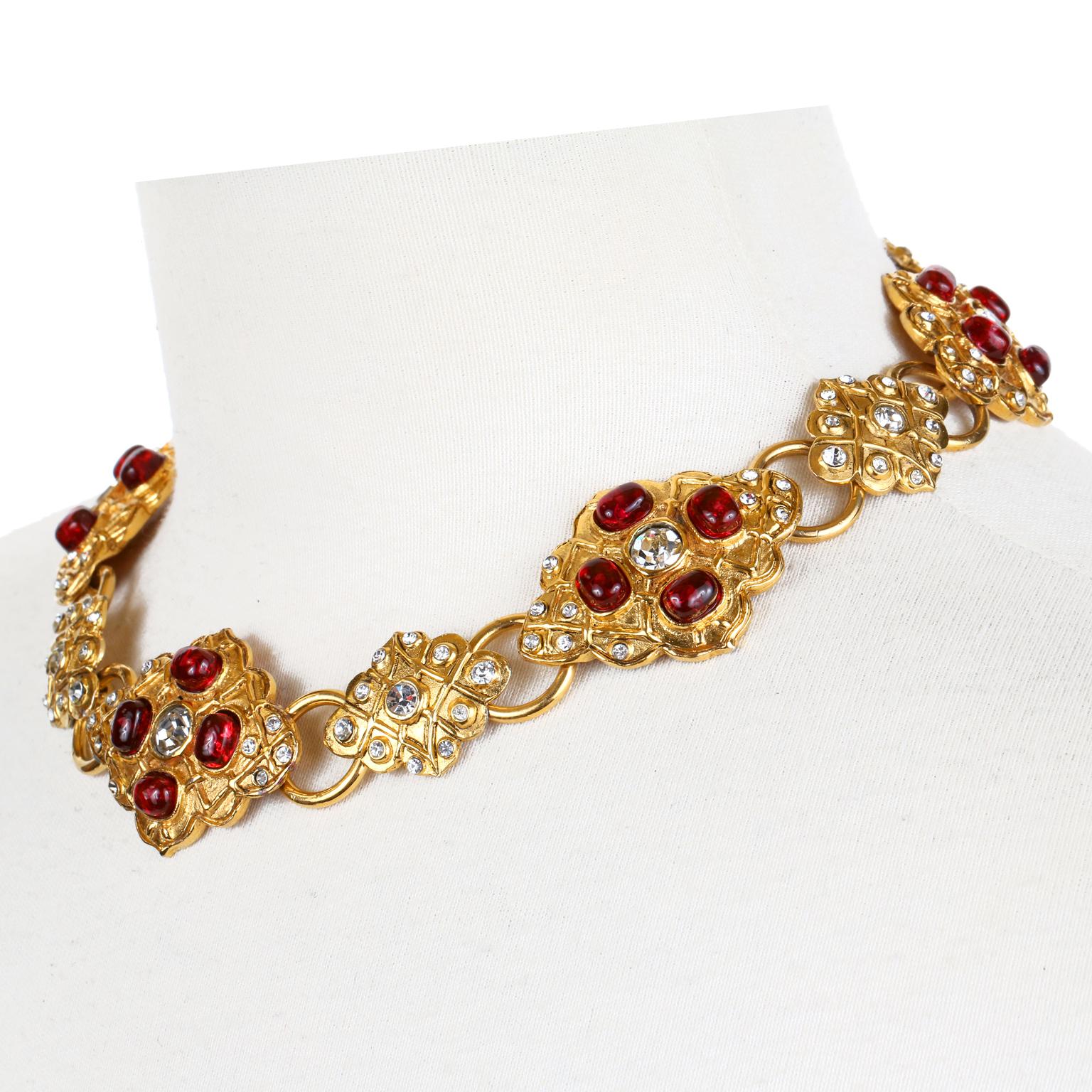 Women's Chanel Red Gripoix and Crystal Choker