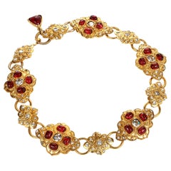 Chanel Red Gripoix and Crystal Choker
