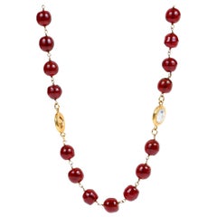 Chanel Red Gripoix and Crystal Extra Long Necklace