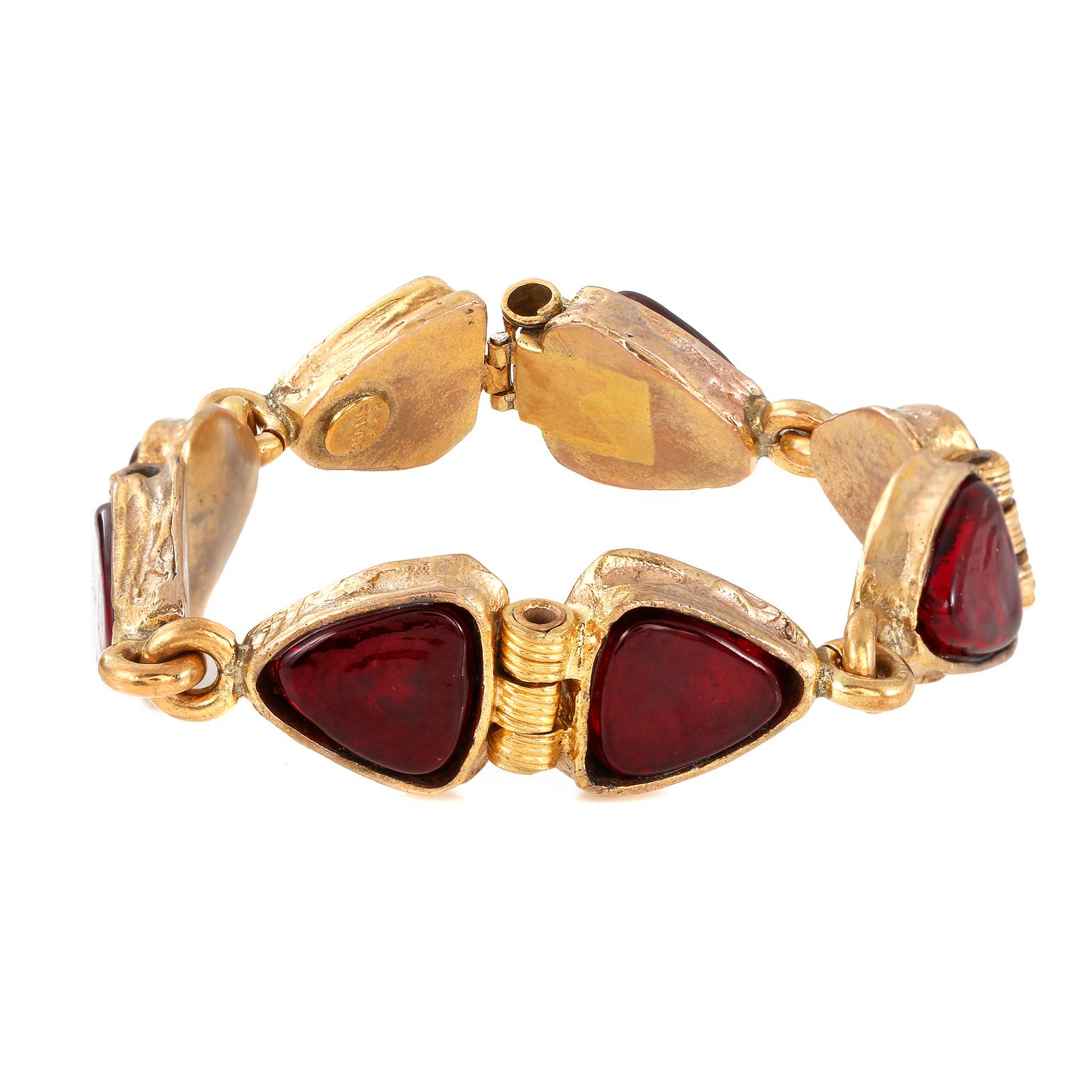 Women's Chanel Red Gripoix and Gold Vintage Bracelet