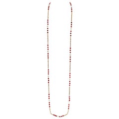 Vintage Chanel Red Gripoix and Pearl Long Necklace