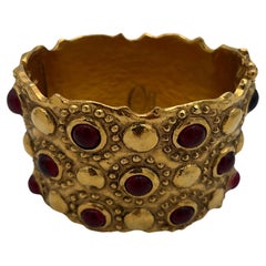 Chanel Red Gripoix Cuff Bracelet