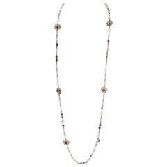Chanel Red Gripoix Flower and Pearl Necklace