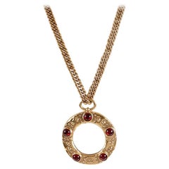 Retro Chanel Red Gripoix Magnifier Monocle Necklace