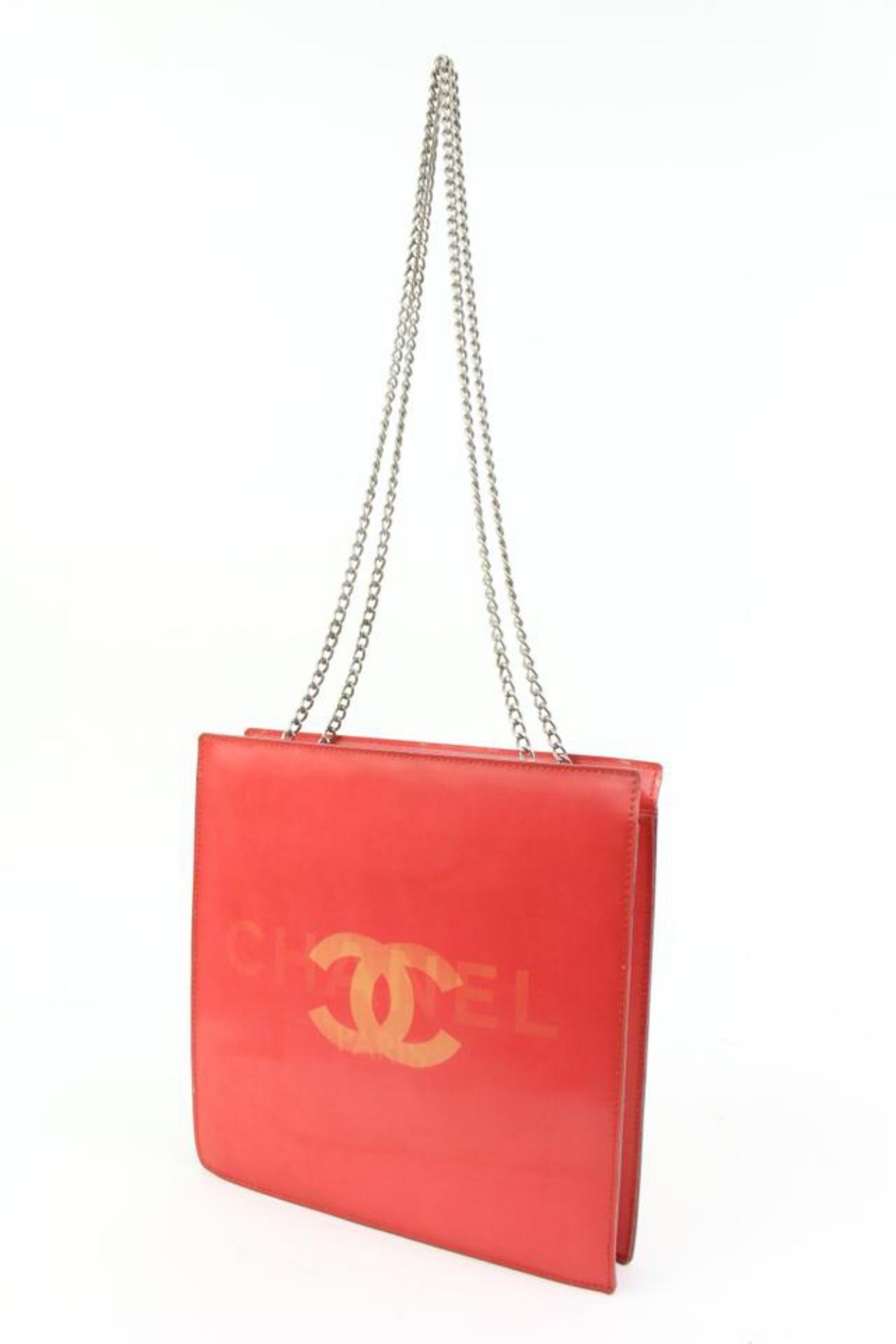 Chanel Red Holographic CC Logo Chain Tote Hologram Bag 4ck726a For Sale 3