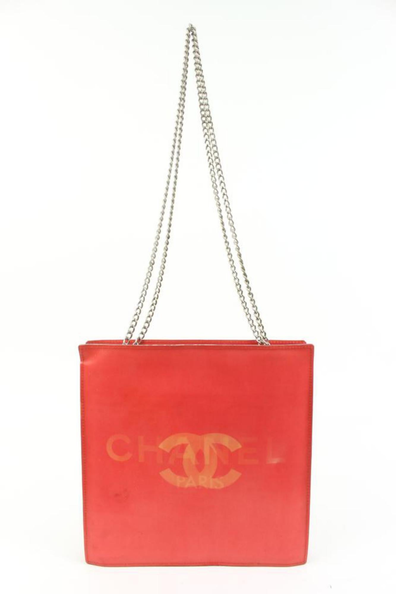 Chanel Red Holographic CC Logo Chain Tote Hologram Bag 4ck726a For Sale 4