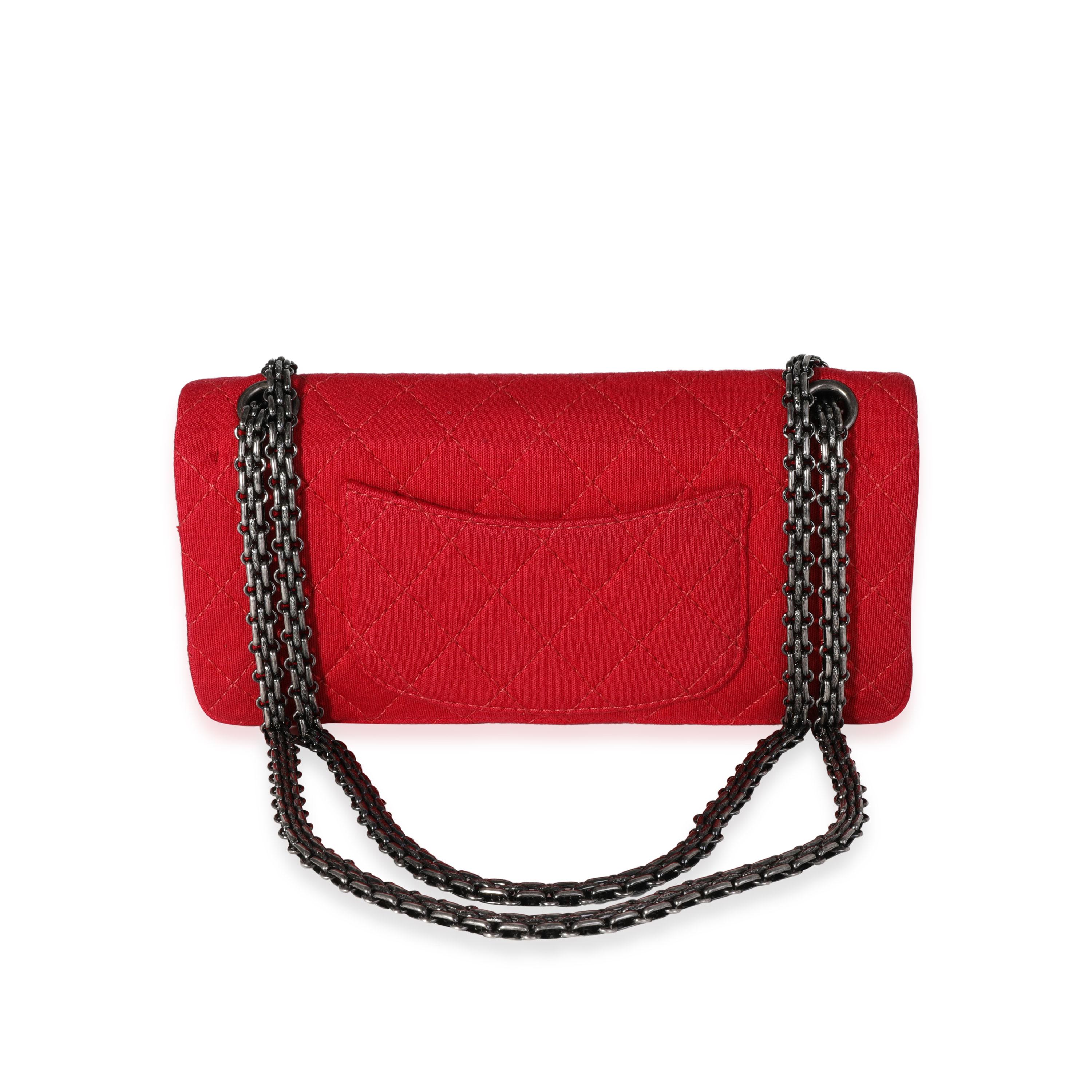 Chanel Red Jersey East West Reissue Double Flap Bag In Excellent Condition In New York, NY