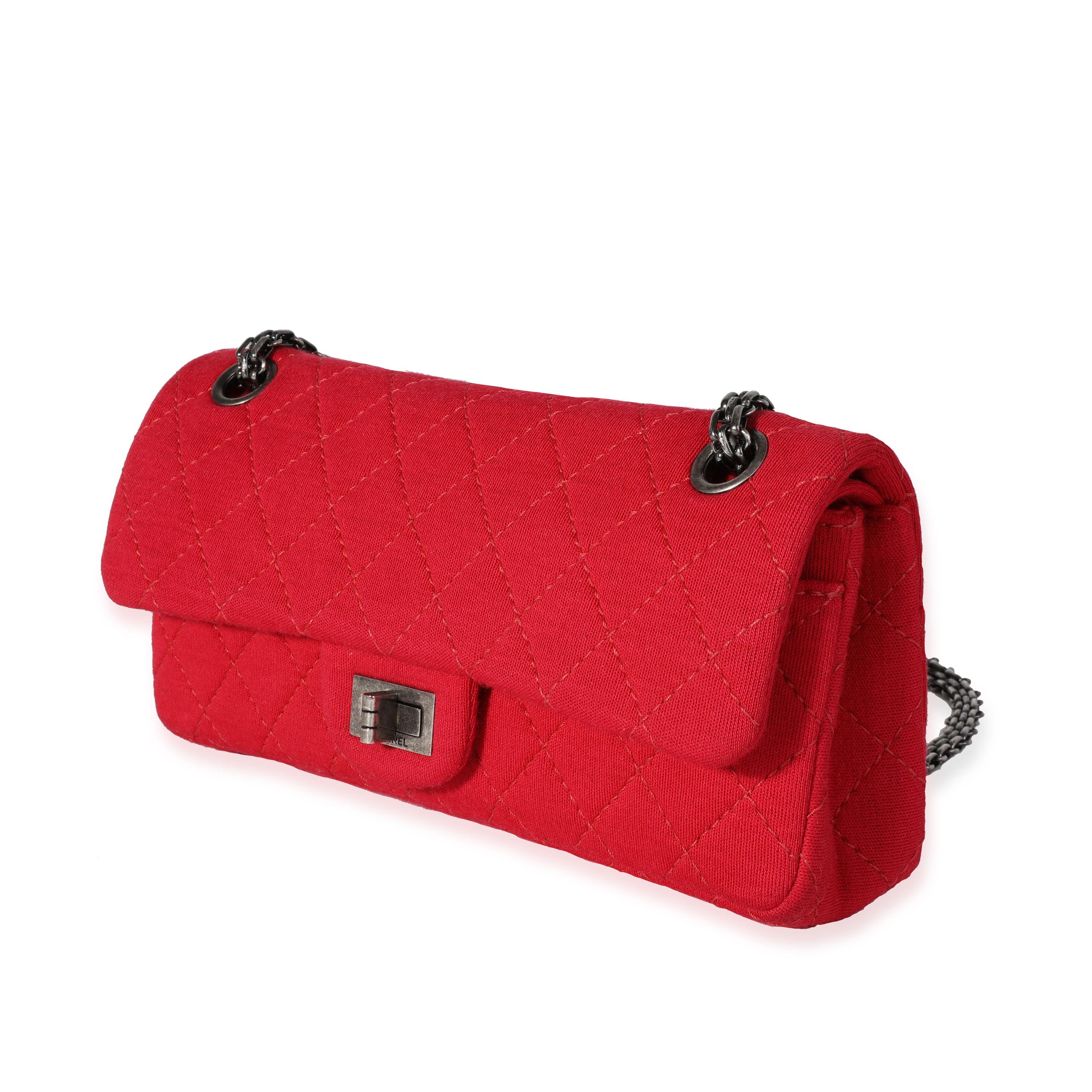 Women's Chanel Red Jersey East West Reissue Double Flap Bag