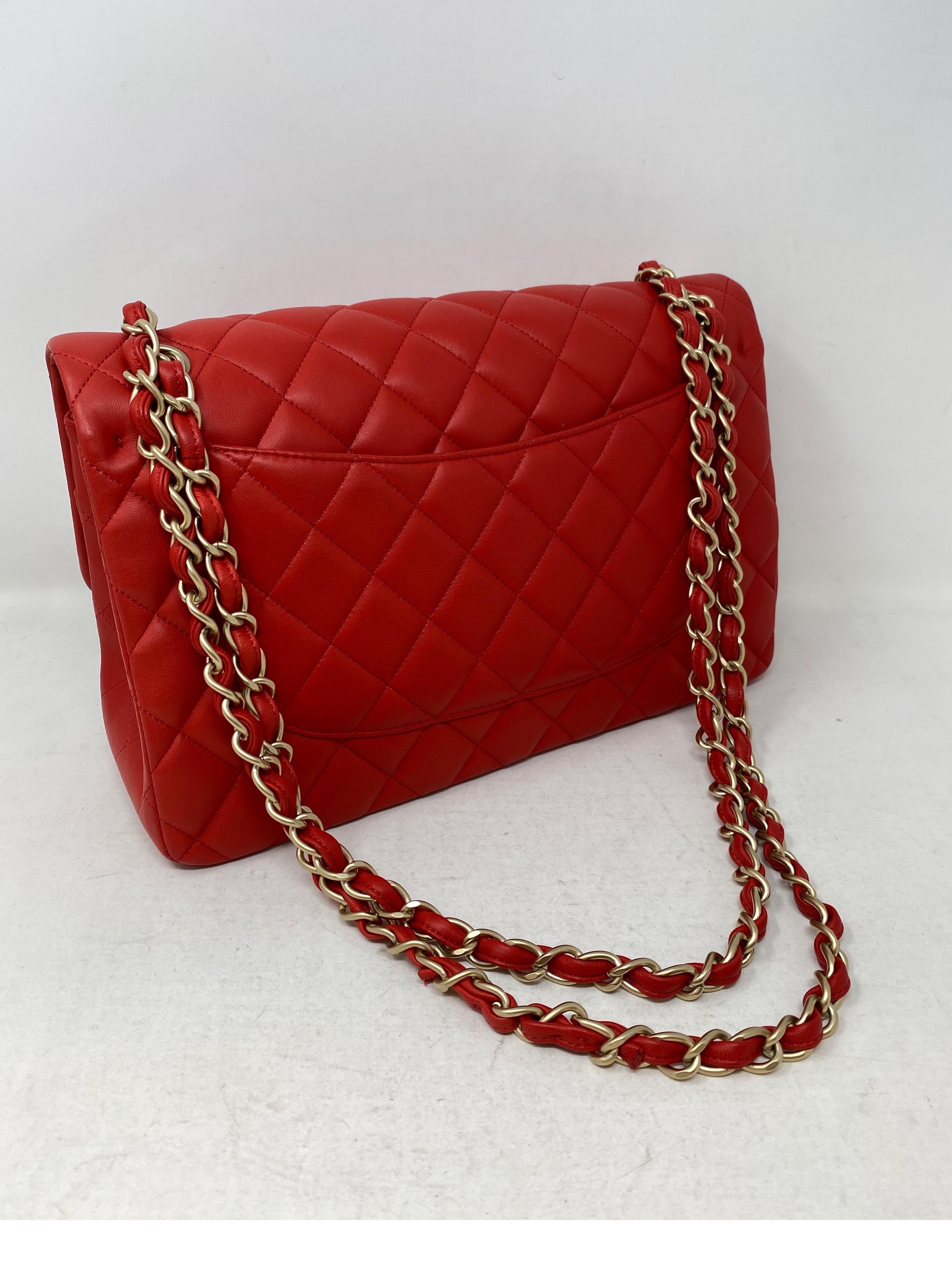 Chanel Red Jumbo Bag  4