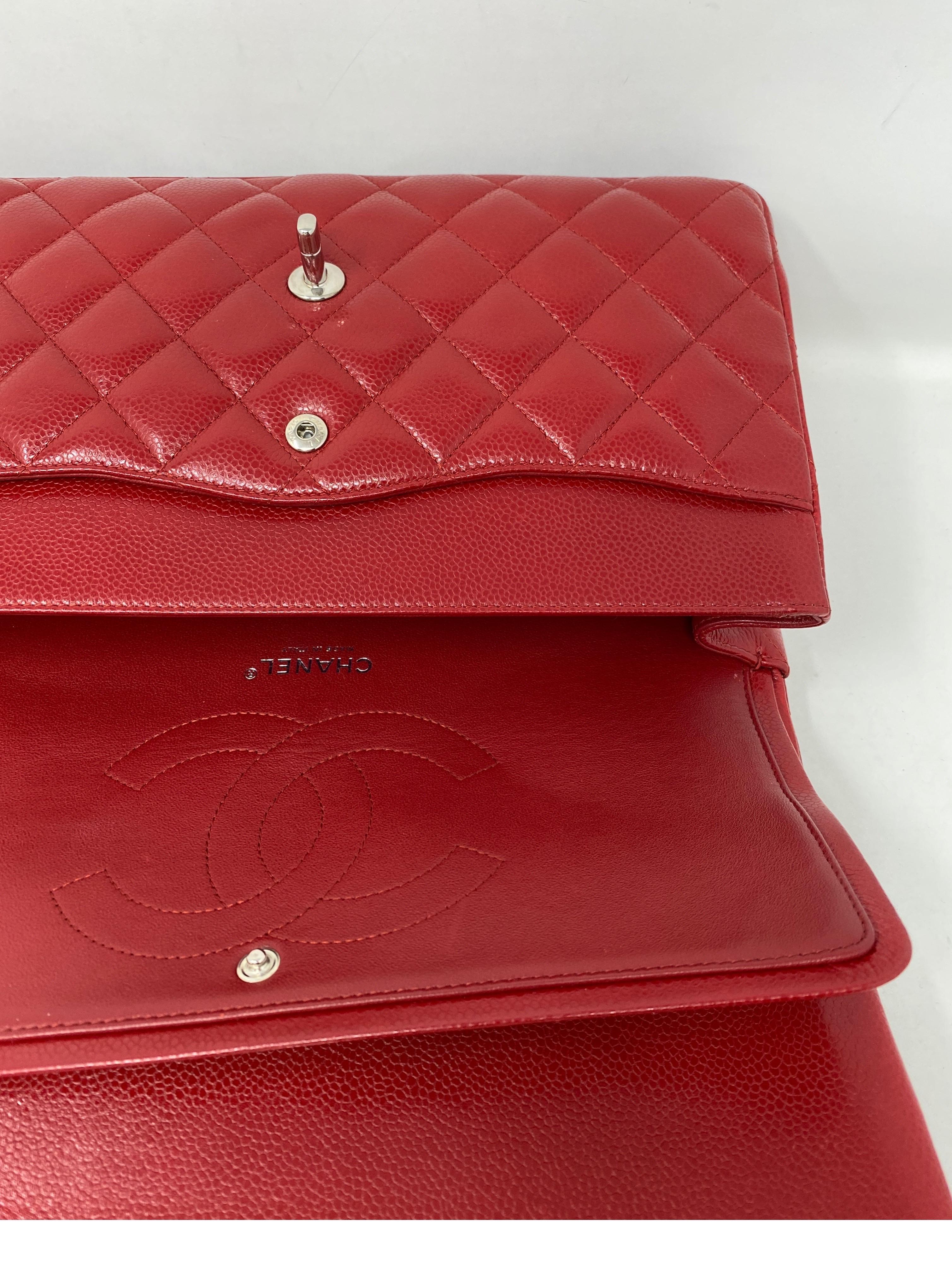Chanel Red Jumbo Double Flap Bag  6