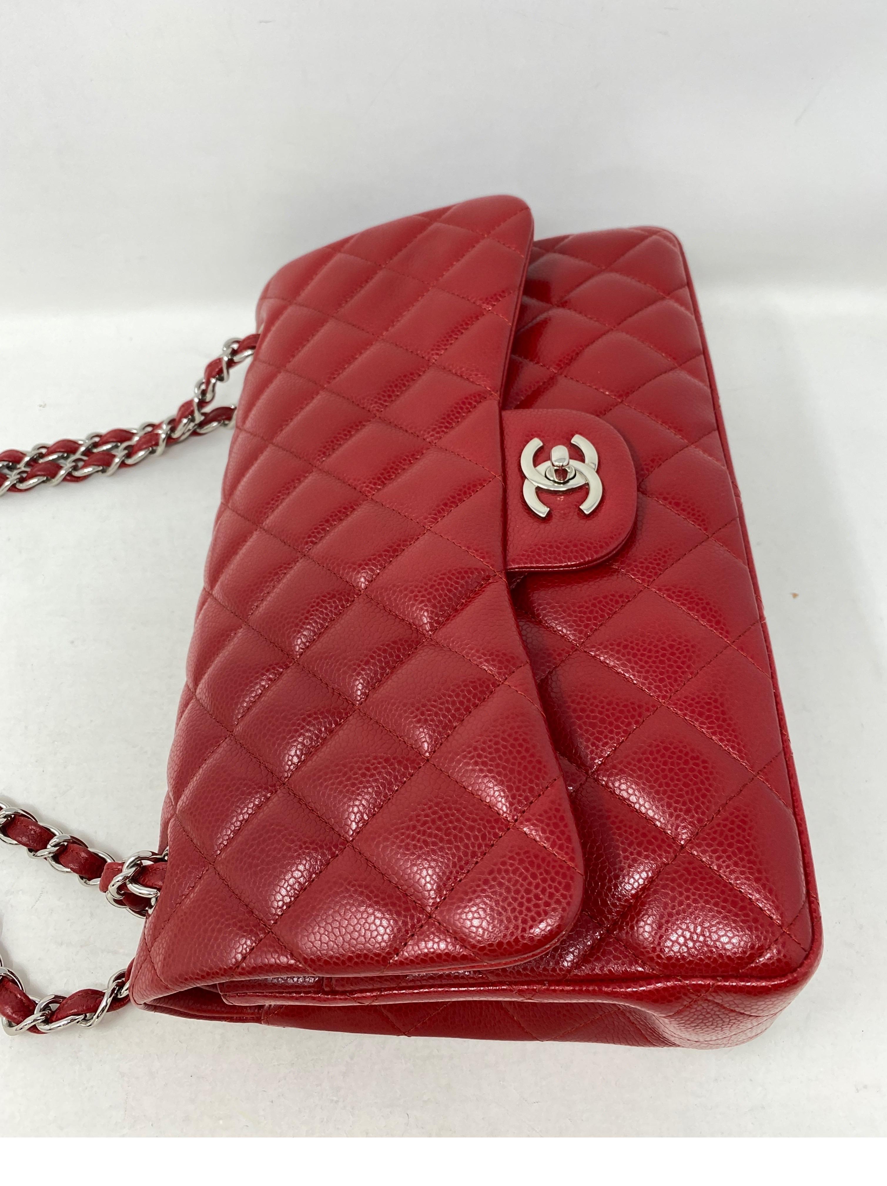Chanel Red Jumbo Double Flap Bag  11