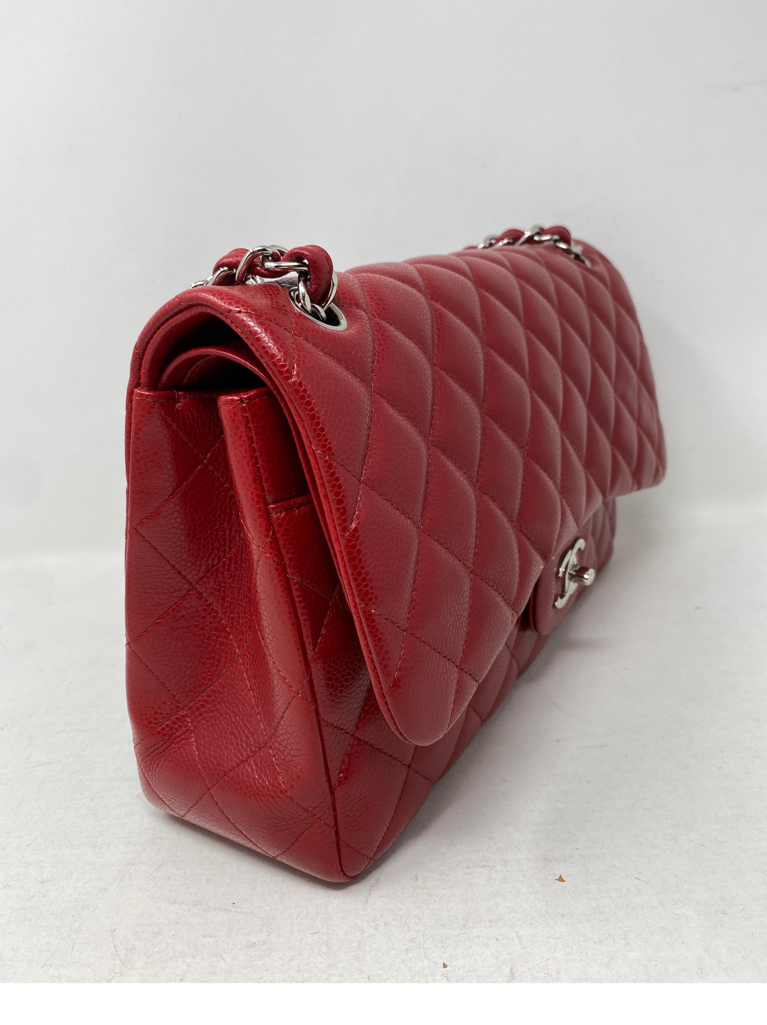Women's or Men's Chanel Red Jumbo Double Flap Bag 