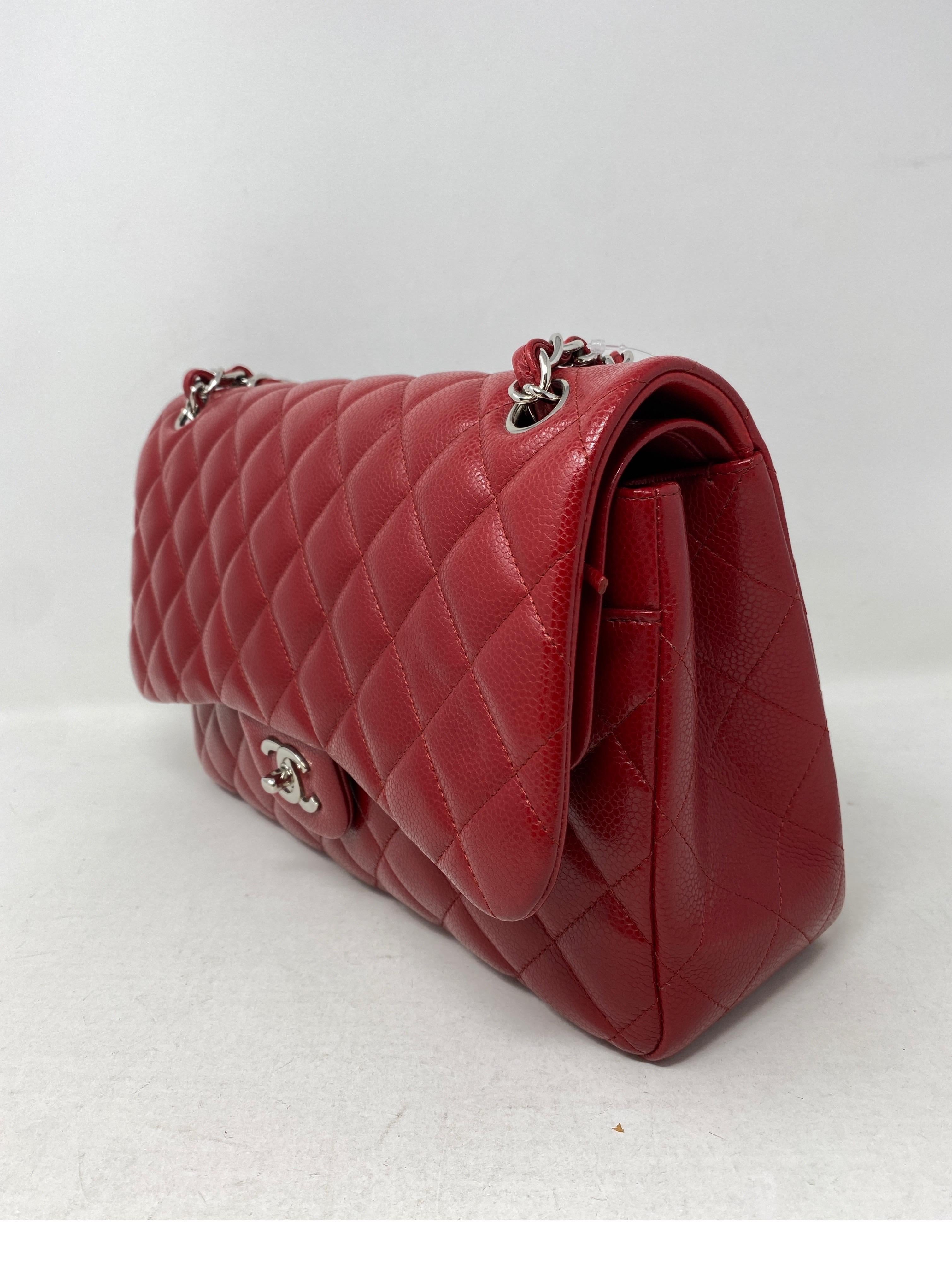 Chanel Red Jumbo Double Flap Bag  1