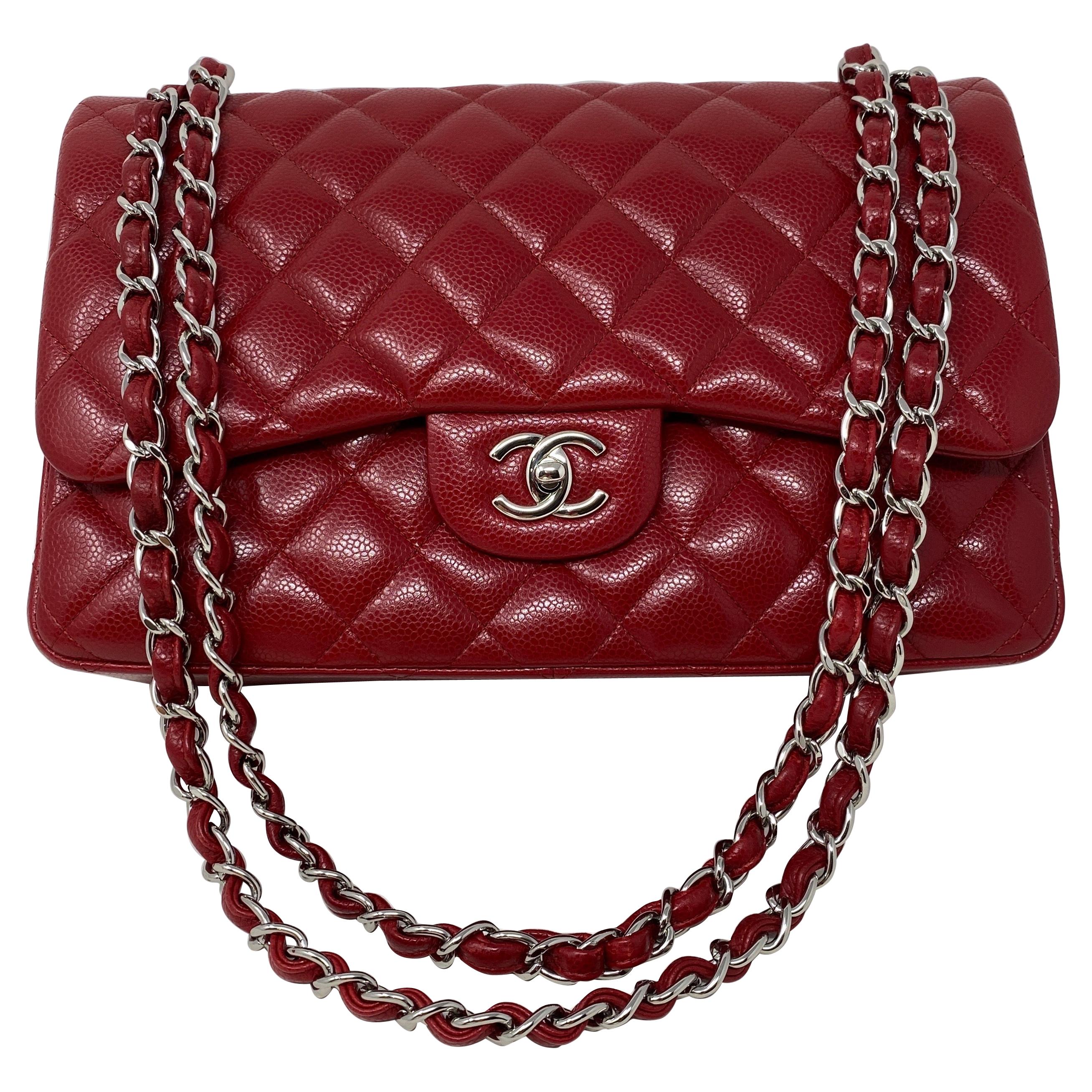 Chanel Red Jumbo Double Flap Bag 