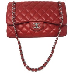 Chanel Red Jumbo Lambskin