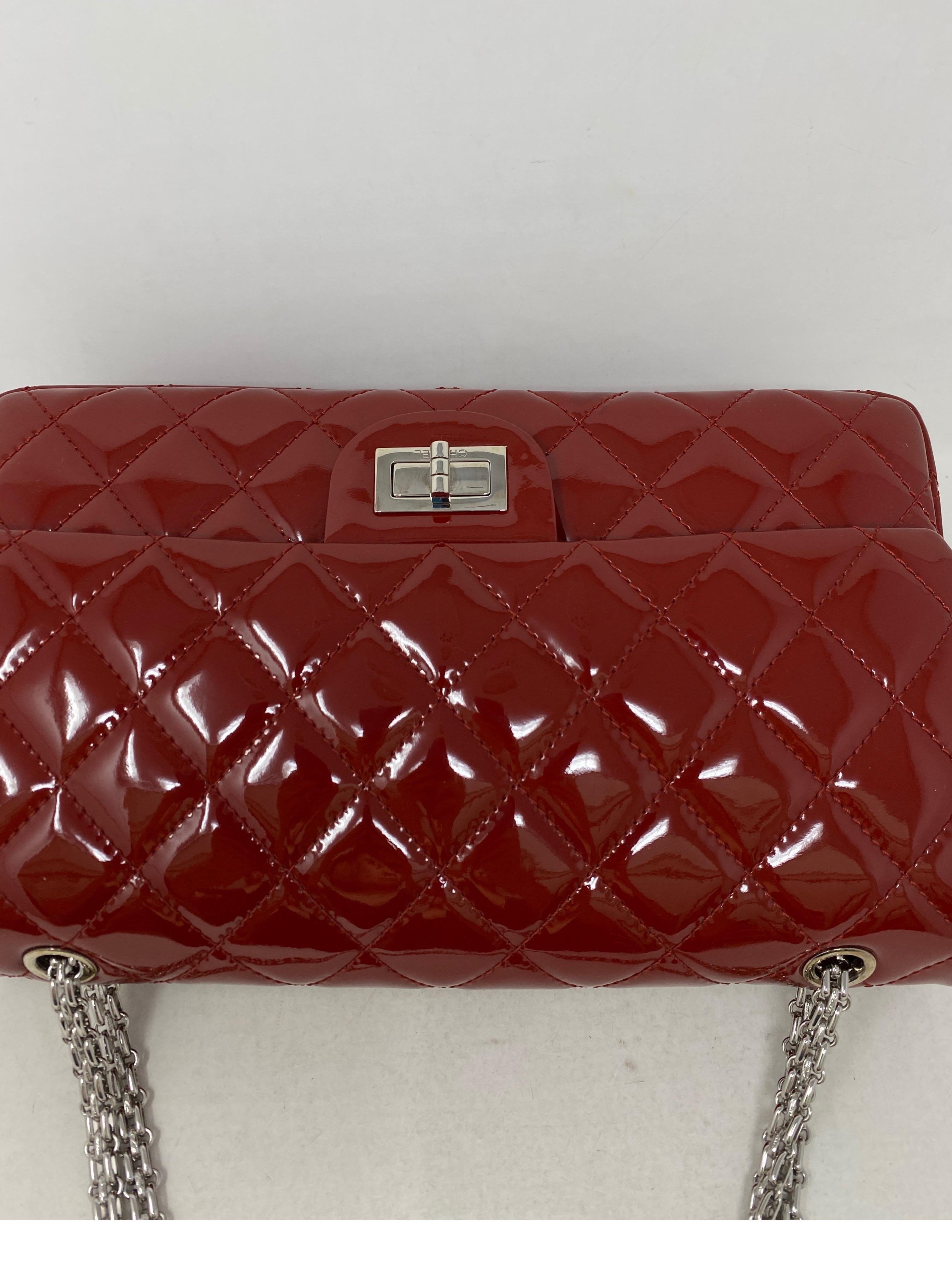 Chanel Red Jumbo Patent Reissue Leather Bag  4