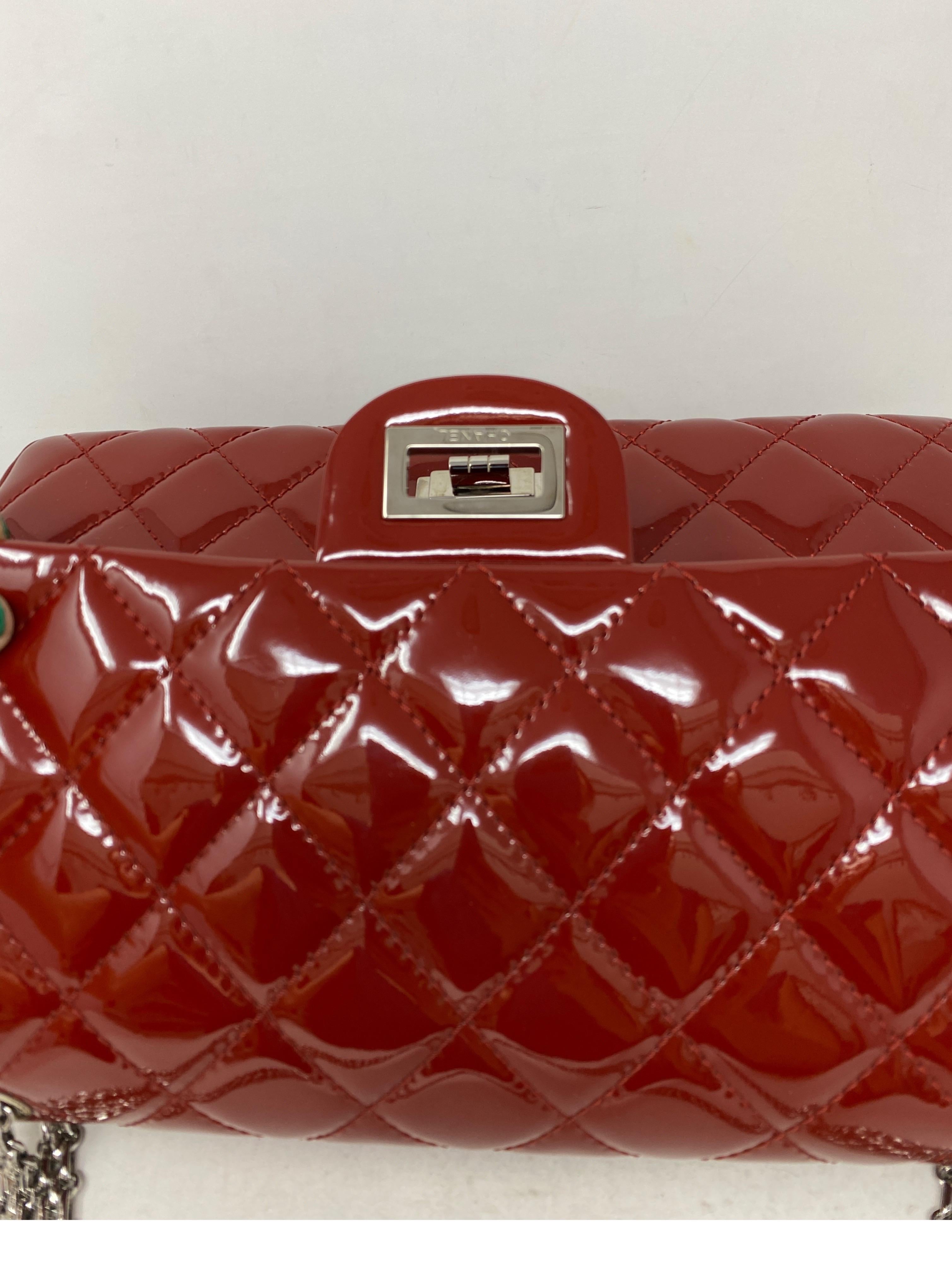 Chanel Red Jumbo Patent Reissue Leather Bag  5