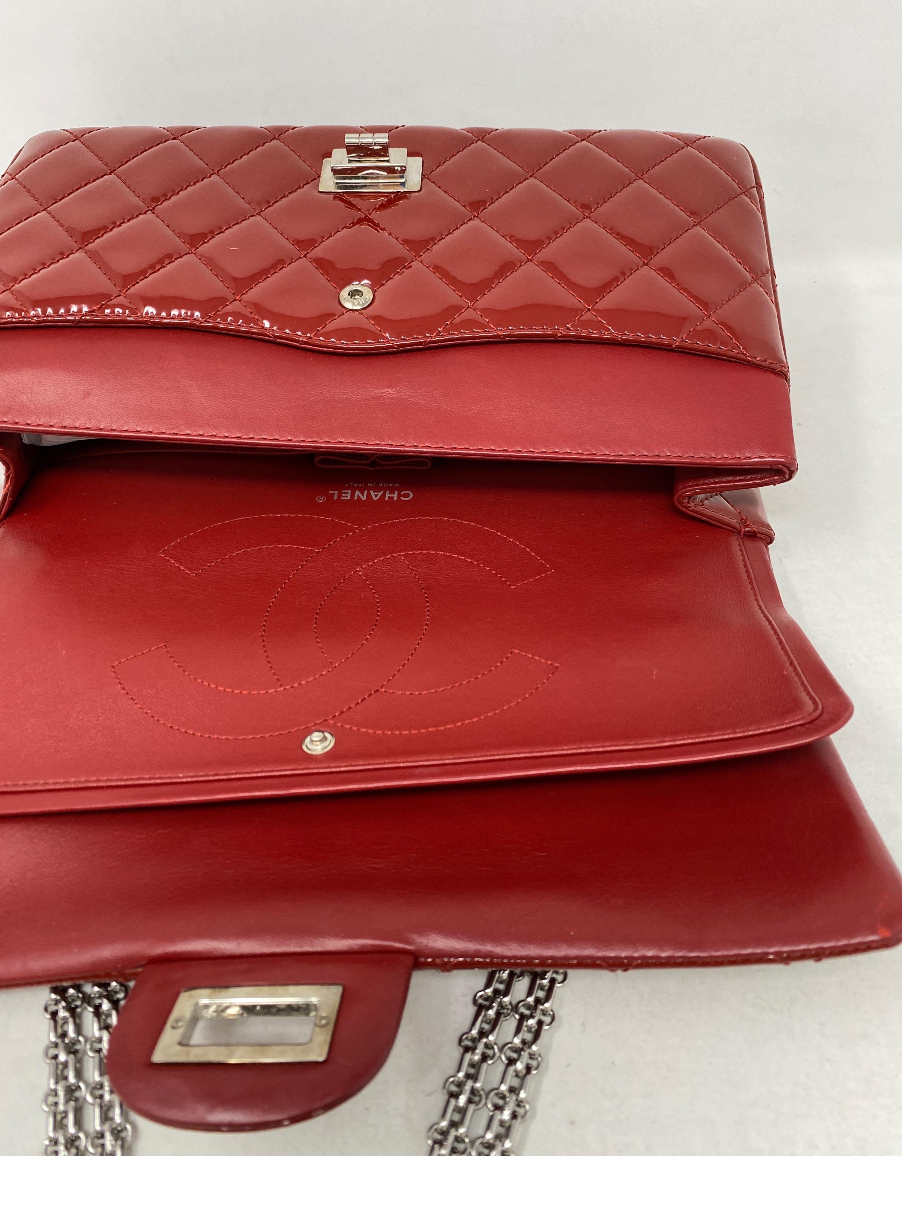 Chanel Red Jumbo Patent Reissue Leather Bag  7
