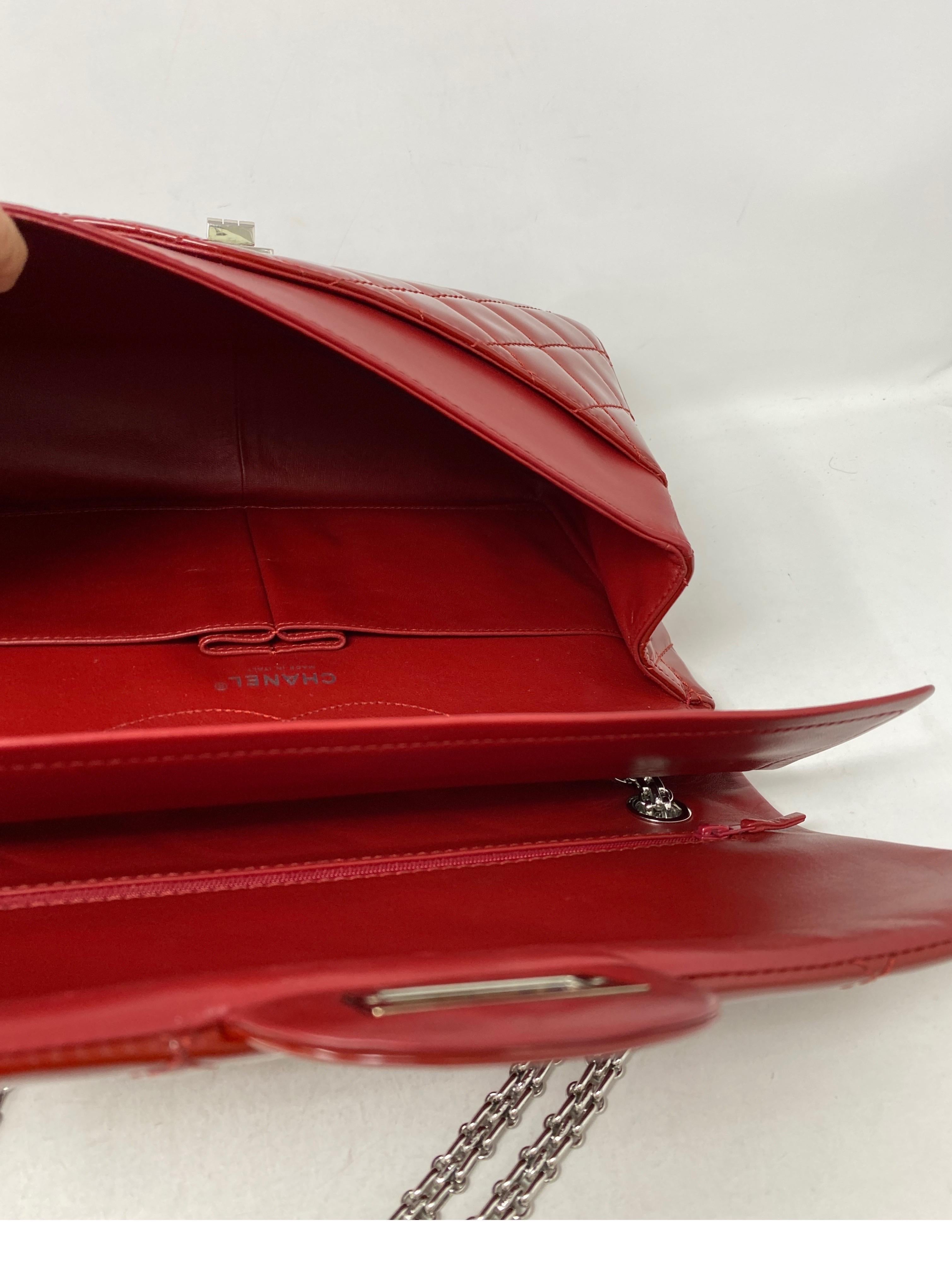 Chanel Red Jumbo Patent Reissue Leather Bag  8