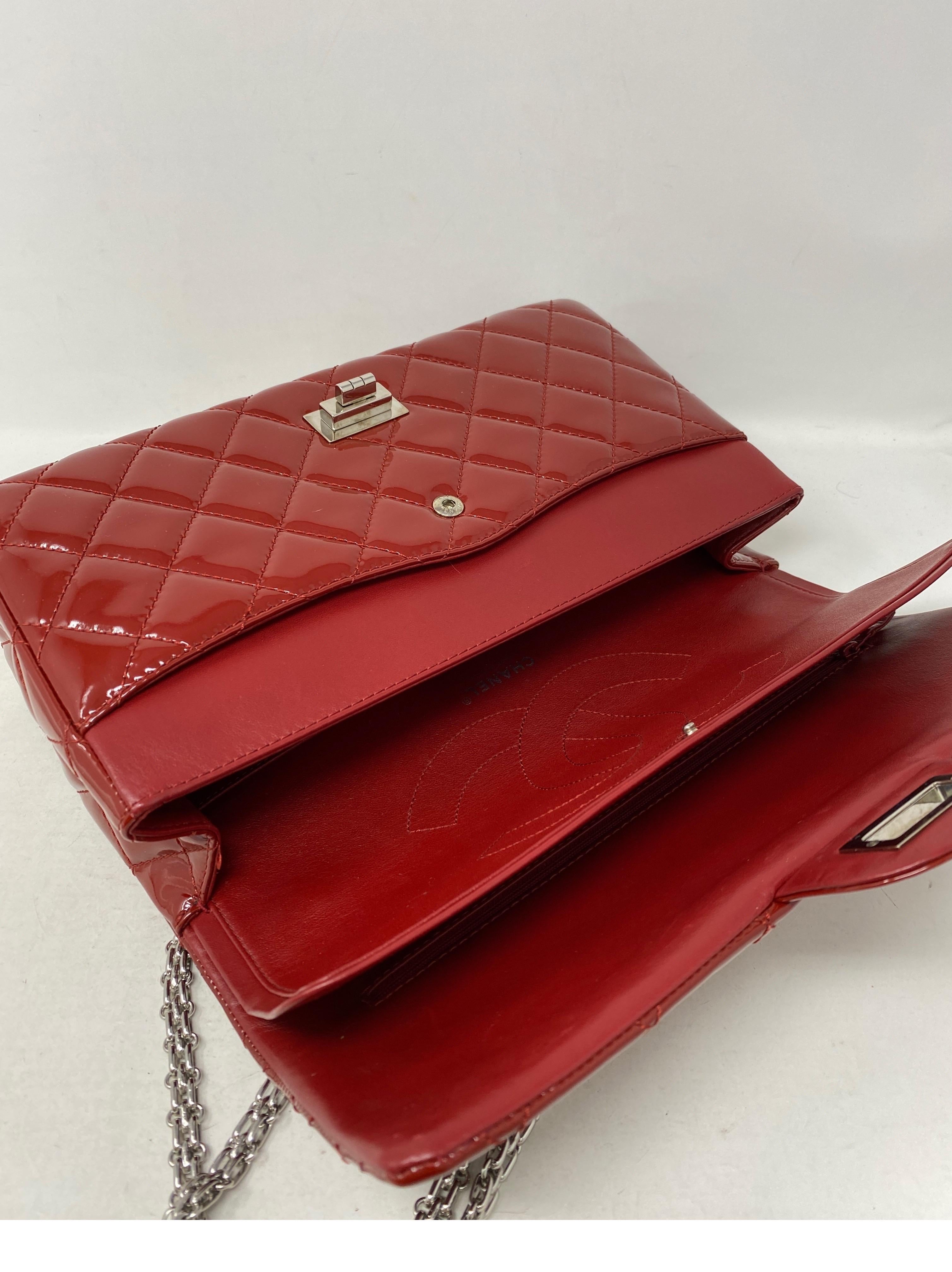 Chanel Red Jumbo Patent Reissue Leather Bag  9