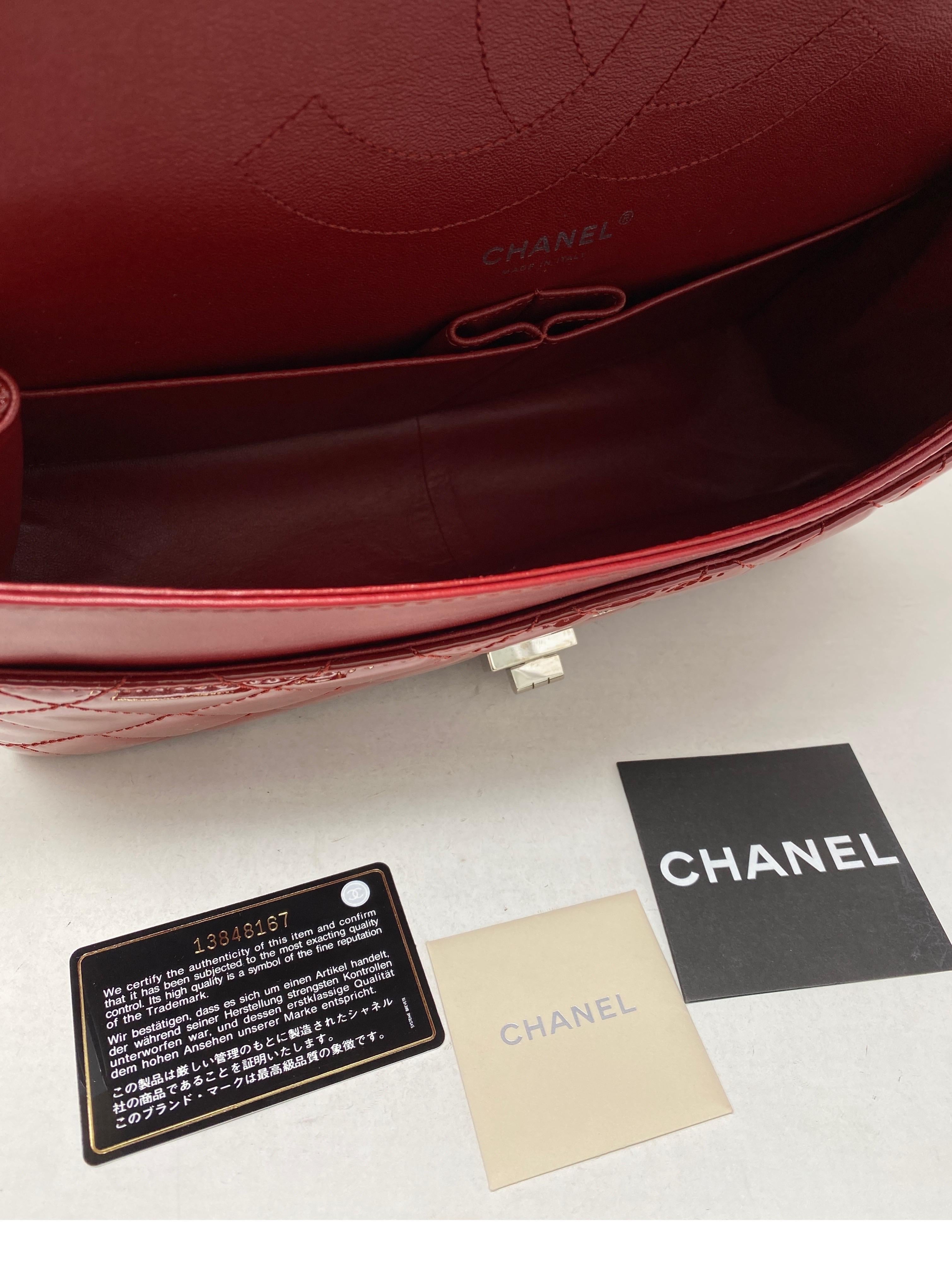 Chanel Red Jumbo Patent Reissue Leather Bag  12