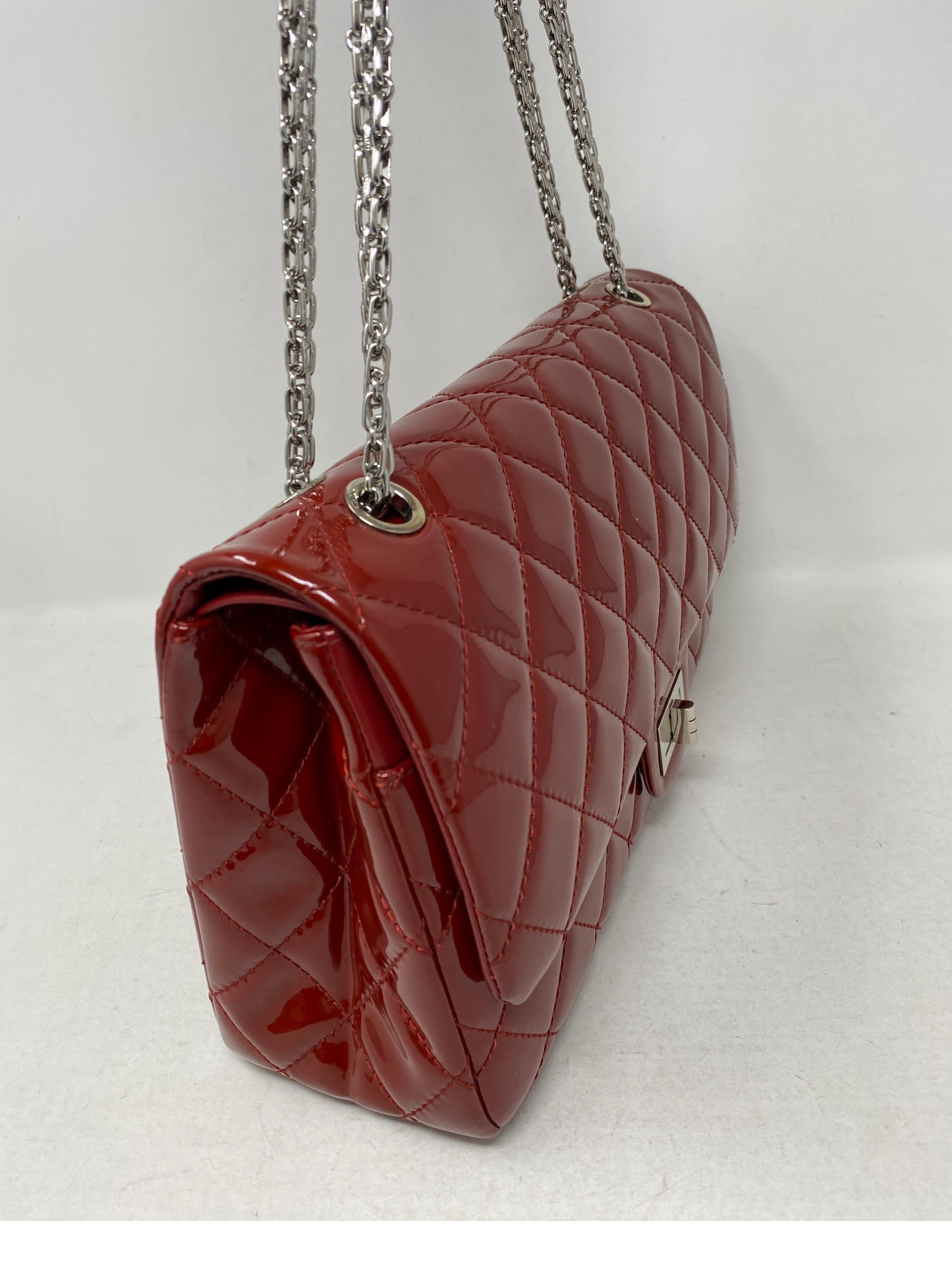 Chanel Red Jumbo Patent Reissue Leather Bag  In Excellent Condition In Athens, GA