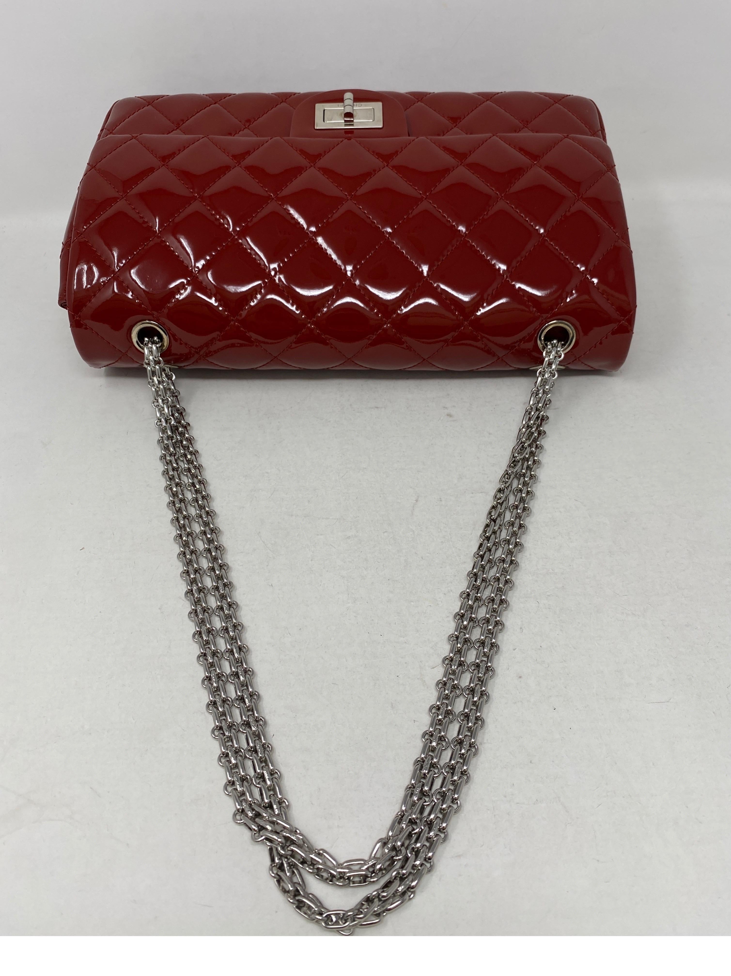 Chanel Red Jumbo Patent Reissue Leather Bag  3