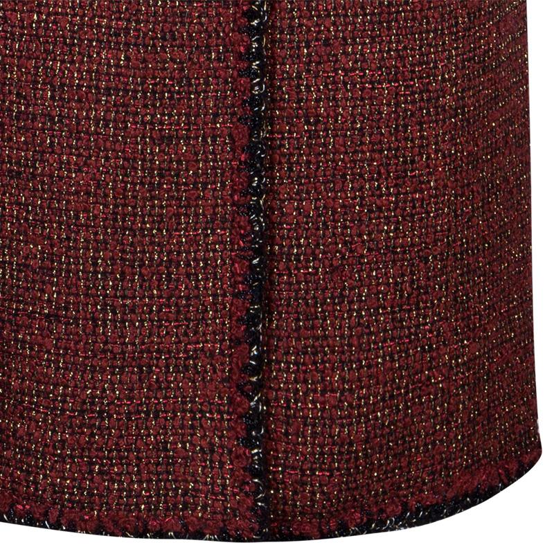 Women's Chanel Red Knee Length Tweed Jacket XXL