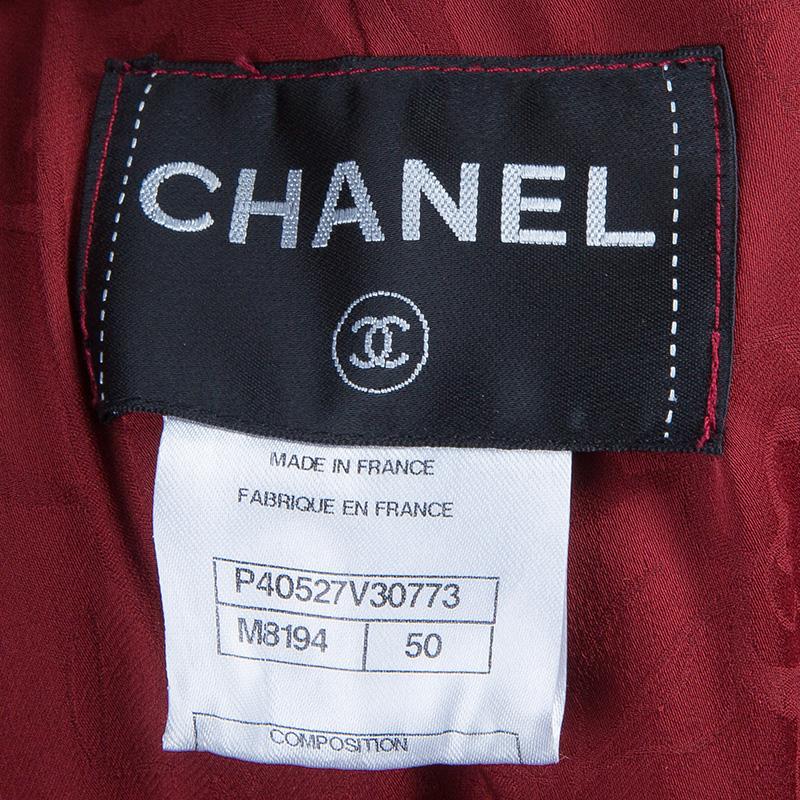 Chanel Red Knee Length Tweed Jacket XXL 2