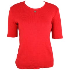 Chanel Red Knitted Cotton Top 