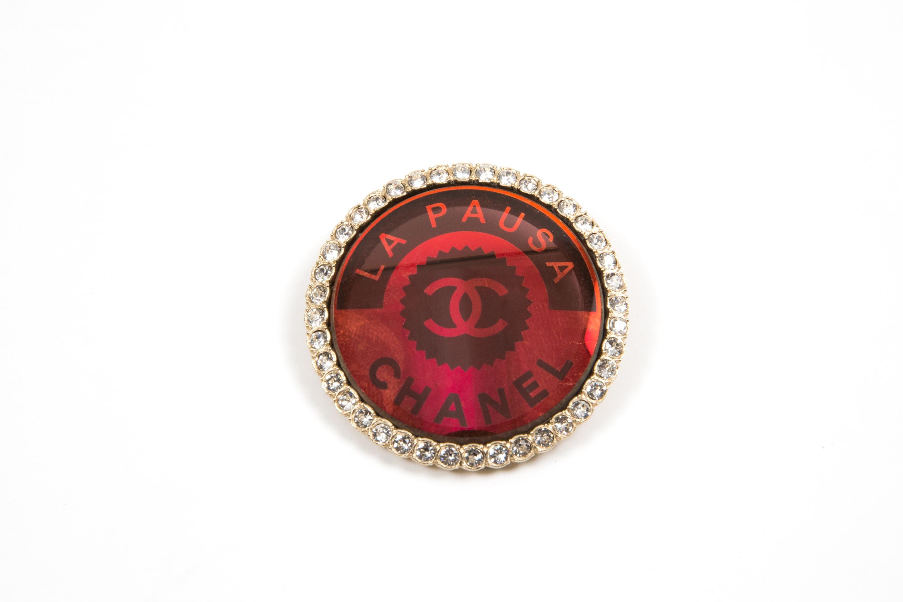 Chanel Red La Pausa Brooch For Sale 1