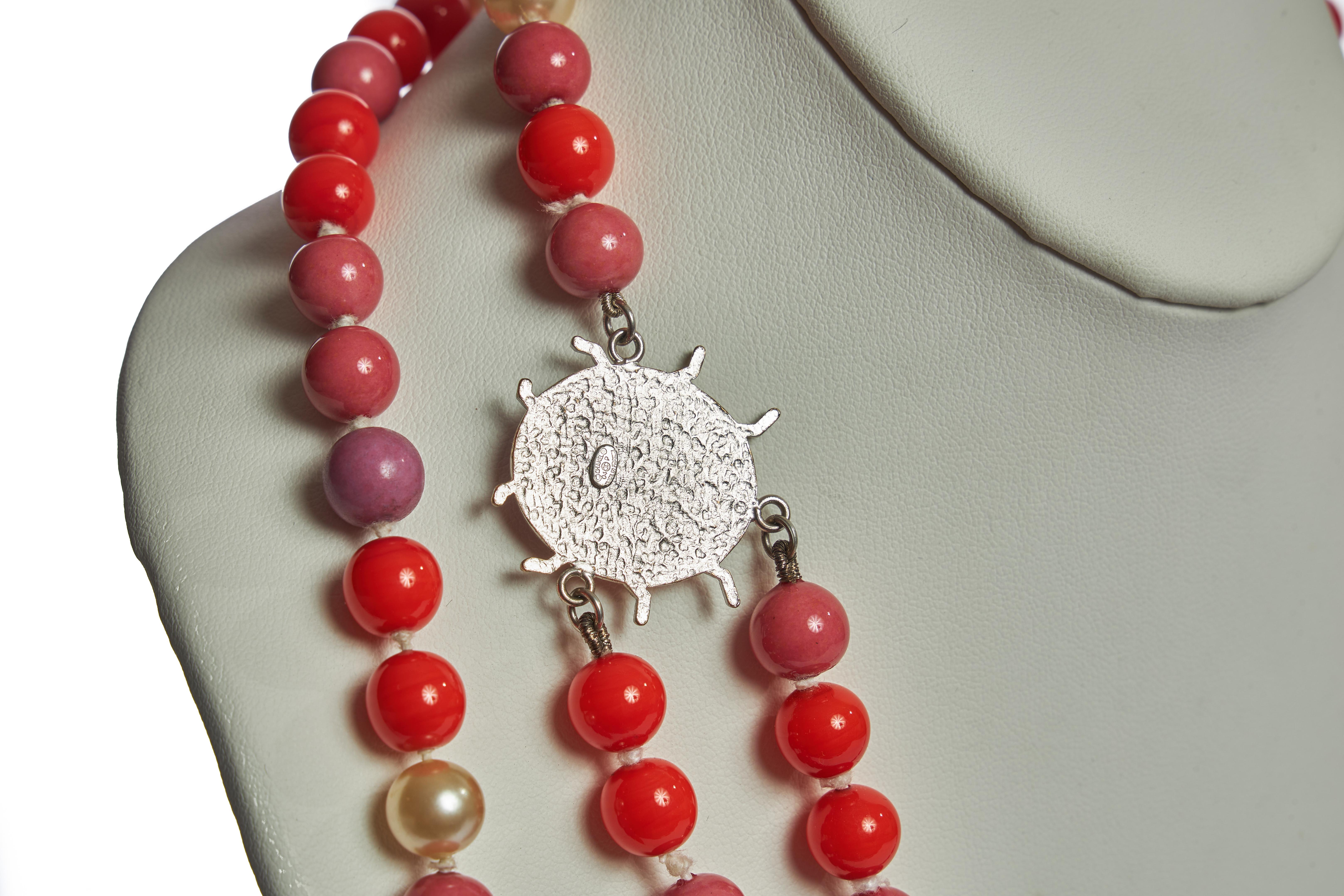Chanel Rot Ladybug Gripoix Halskette Gürtel in Box Damen im Angebot