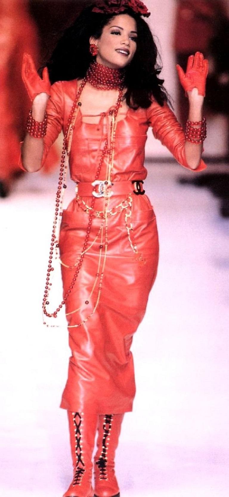 Chanel Red Lamb Leather Belt, 1992 For Sale 8