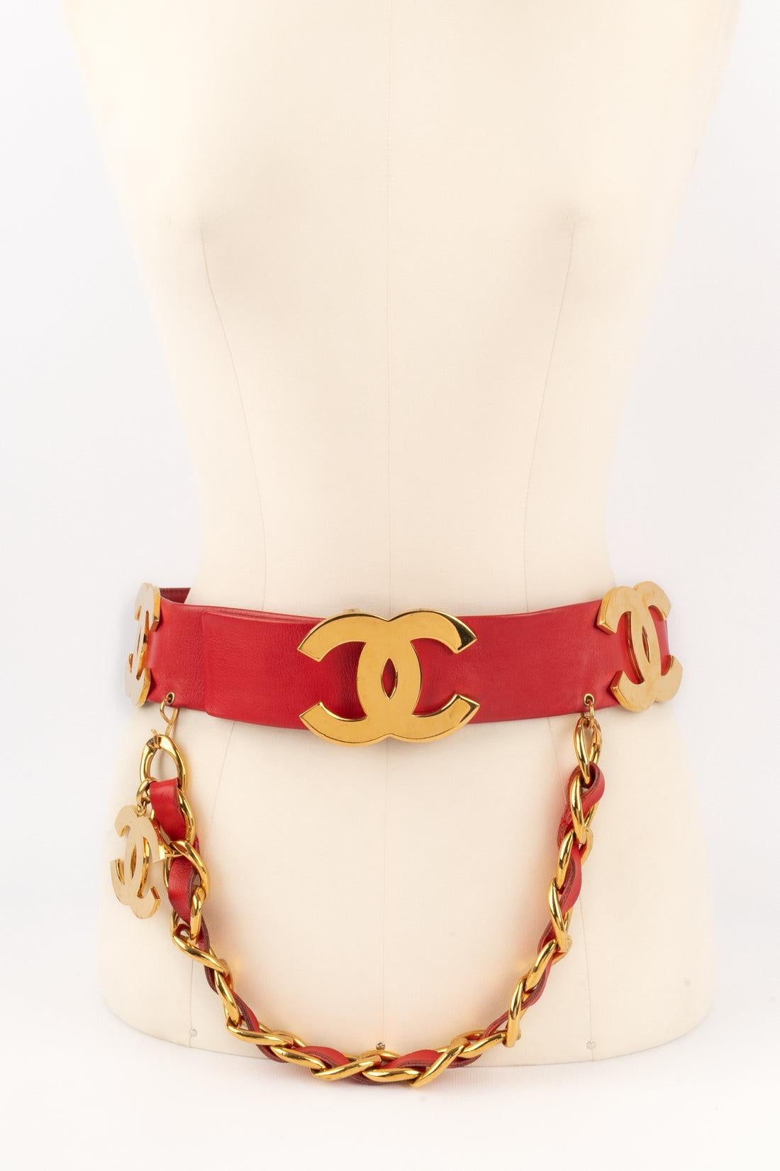 Women's Chanel Red Lamb Leather Belt, 1992 For Sale