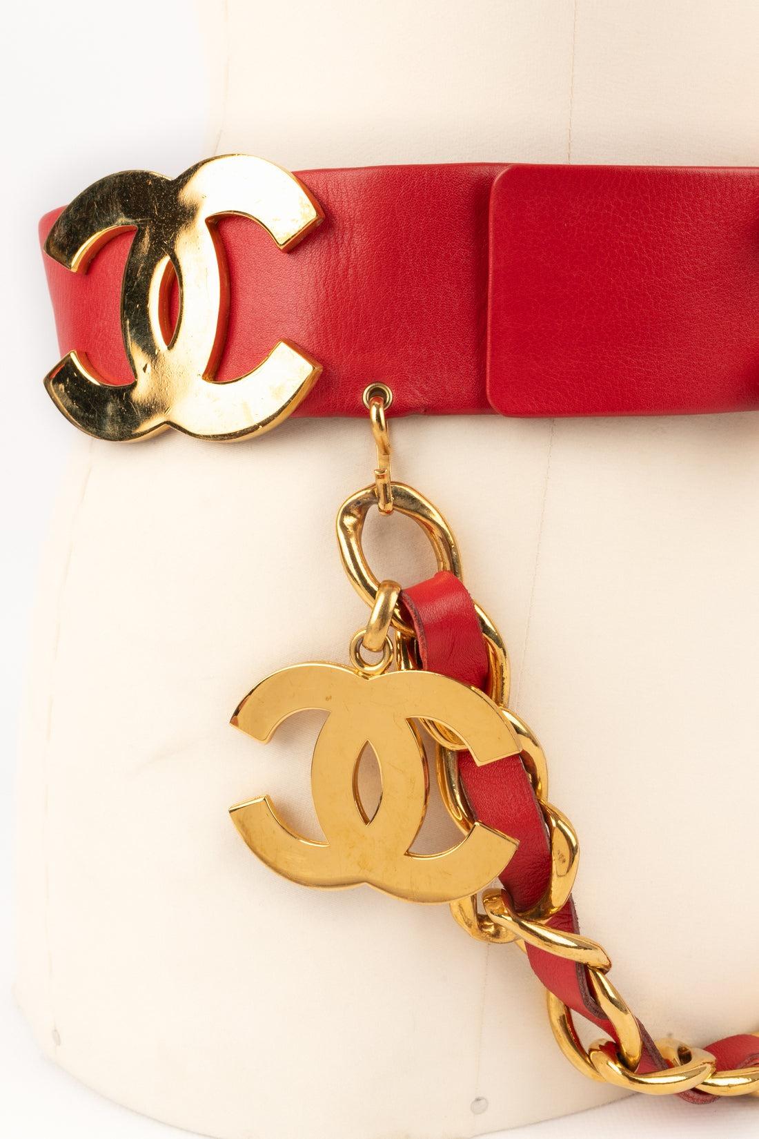 Chanel Red Lamb Leather Belt, 1992 For Sale 1