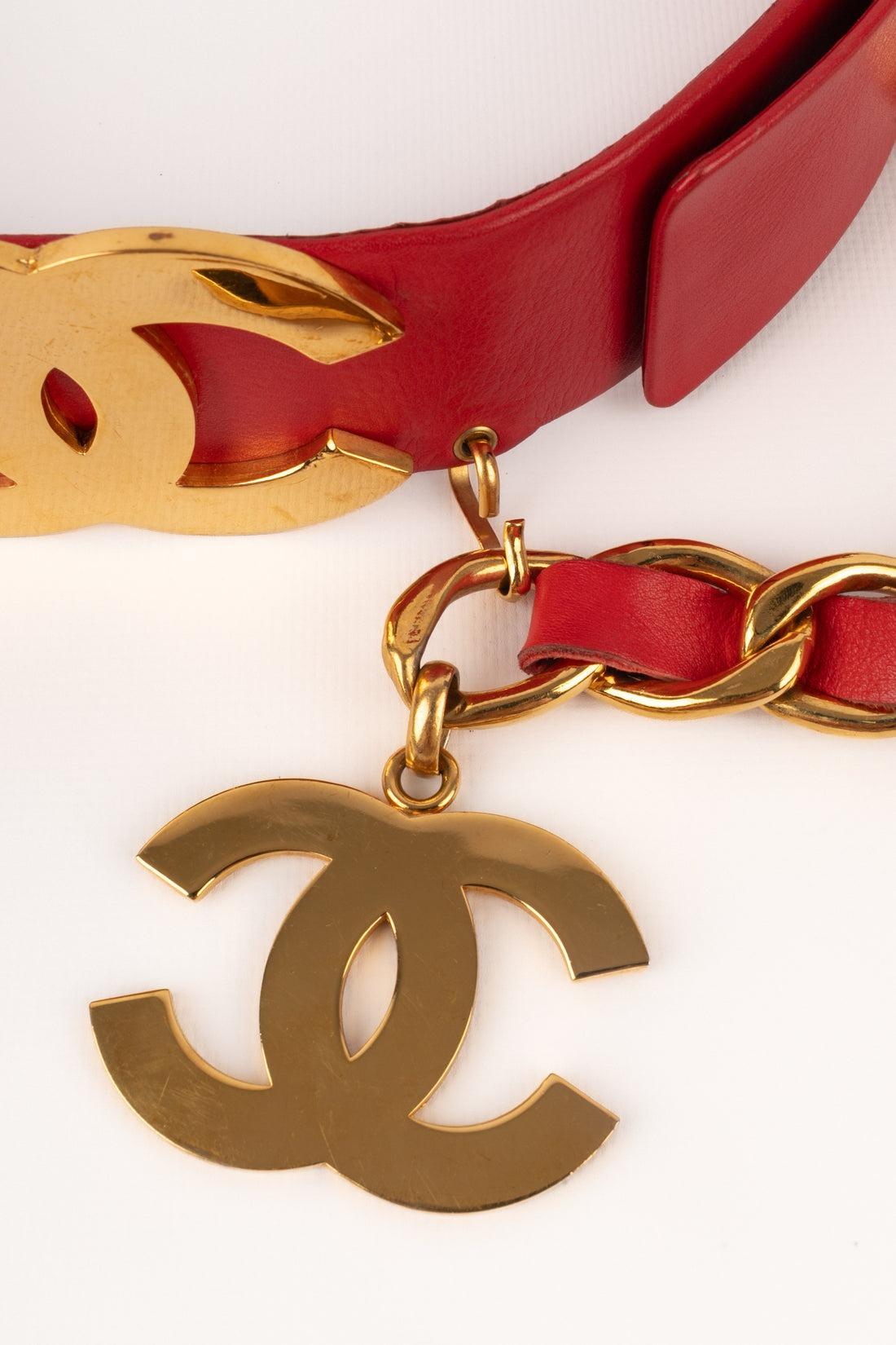 Chanel Red Lamb Leather Belt, 1992 For Sale 2