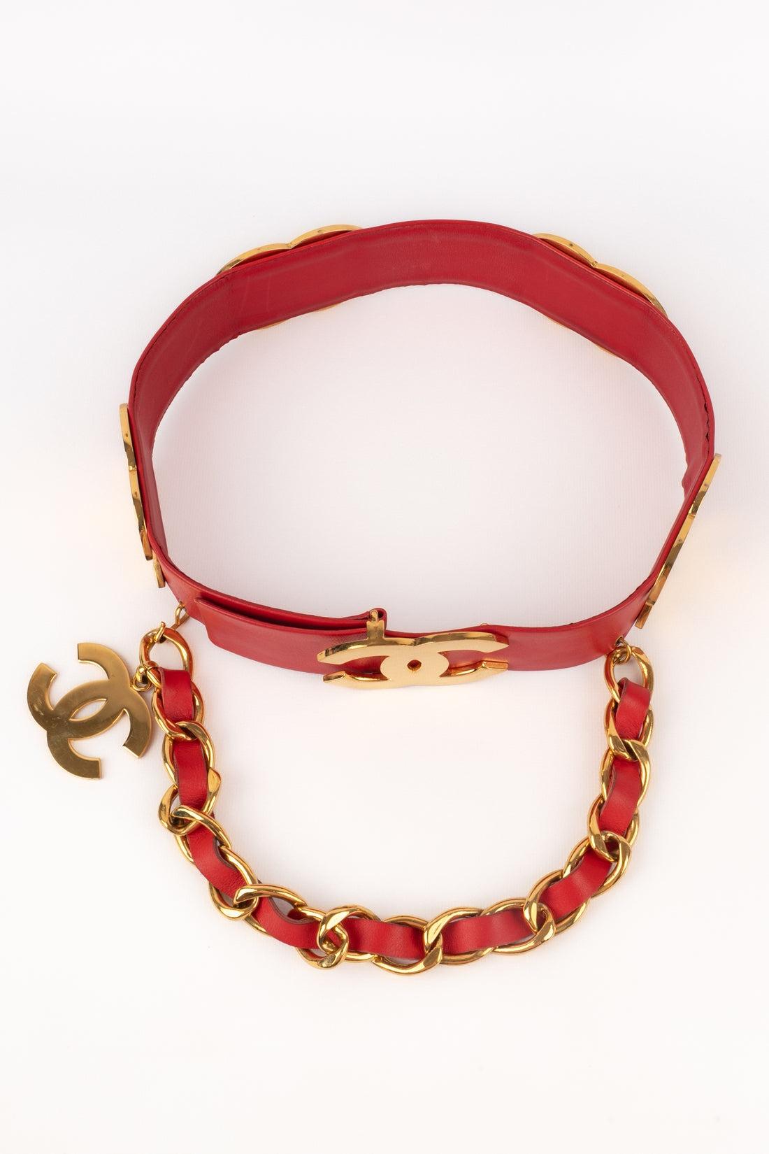 Chanel Red Lamb Leather Belt, 1992 For Sale 5