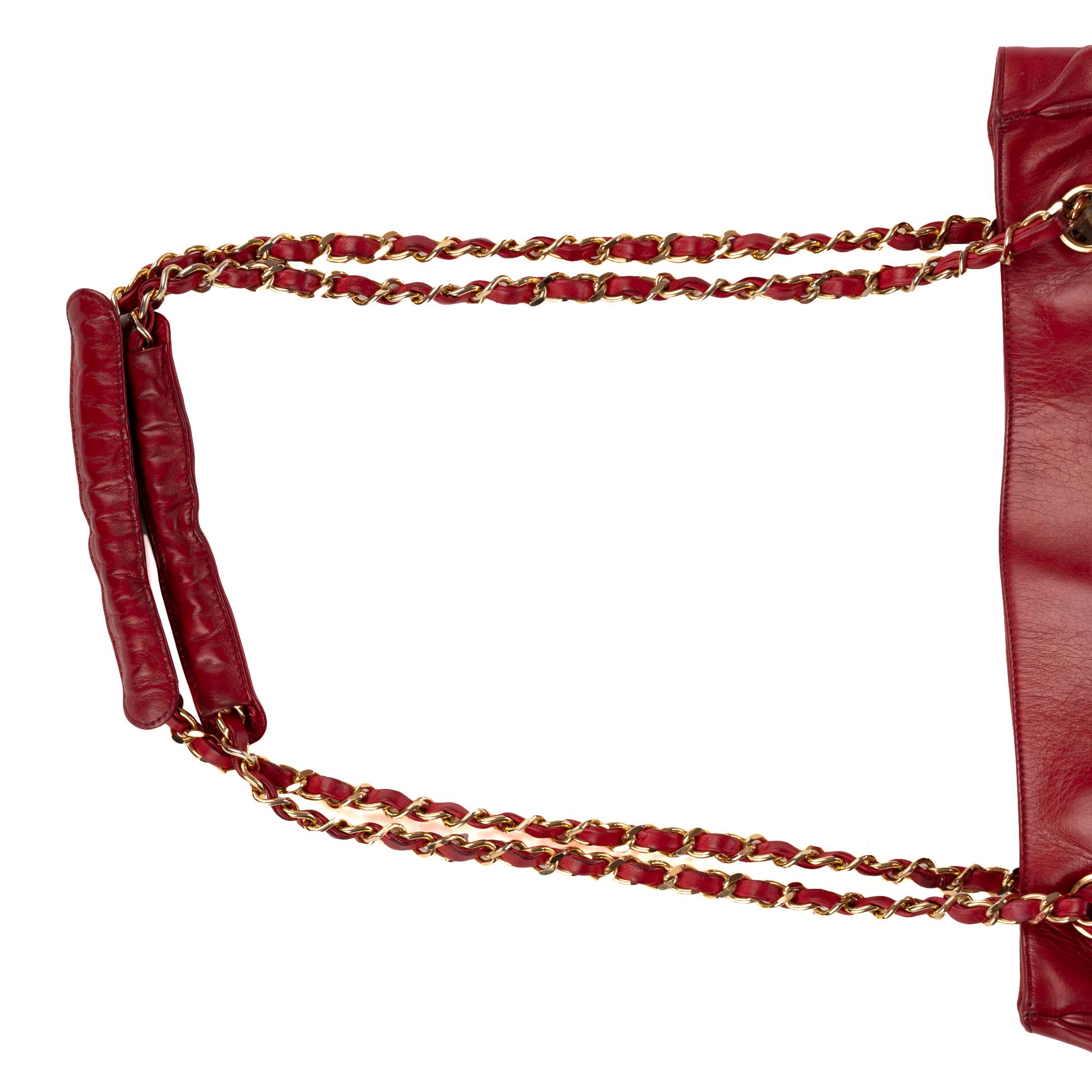 Chanel Red Lamb Leather Vintage Shoulder Bag  6