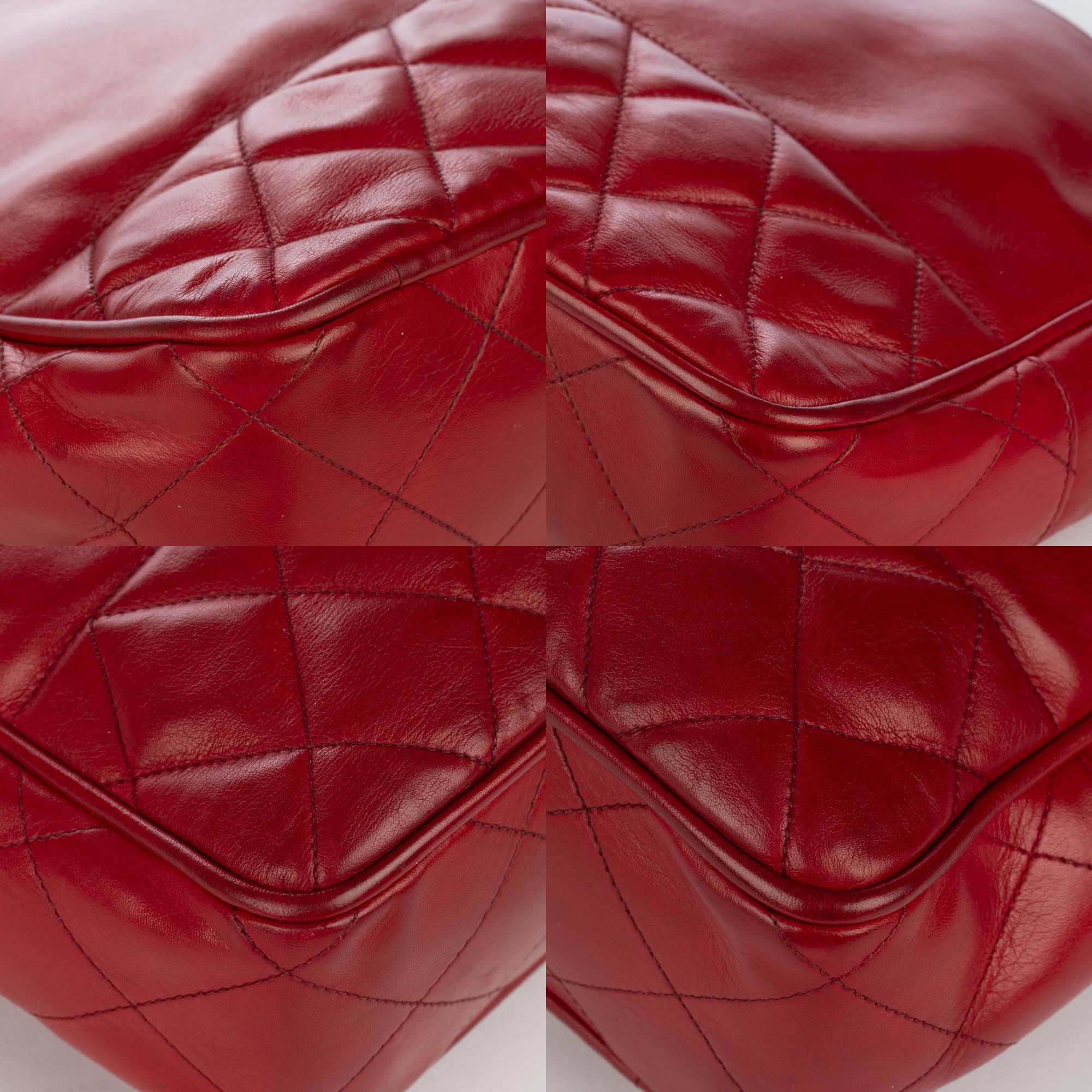 Chanel Red Lamb Leather Vintage Shoulder Bag  5