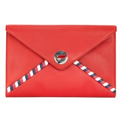 Chanel Red Lambskin Airlines Envelope Clutch