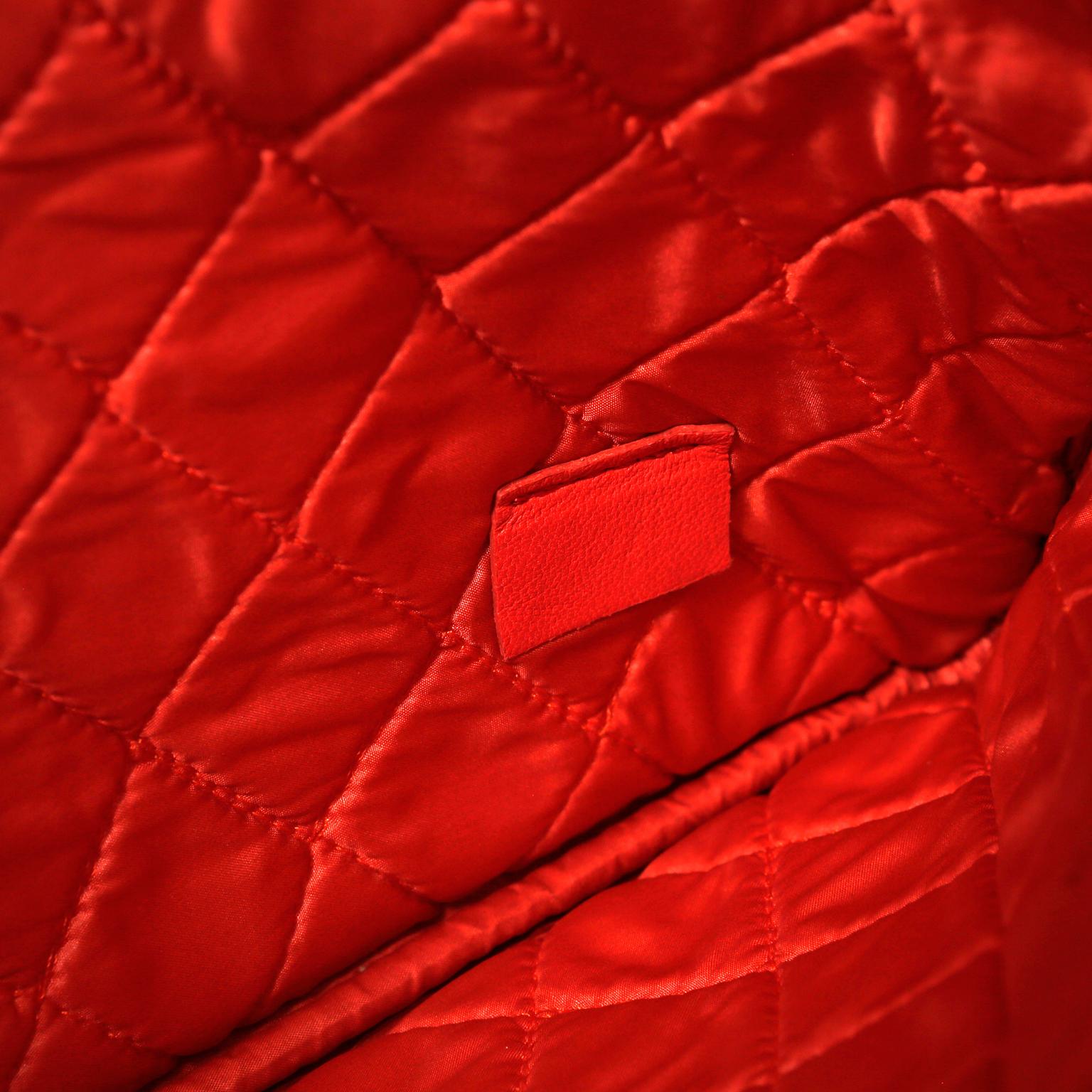 Chanel Red Lambskin and Patent Leather Clutch In Good Condition For Sale In Palm Beach, FL