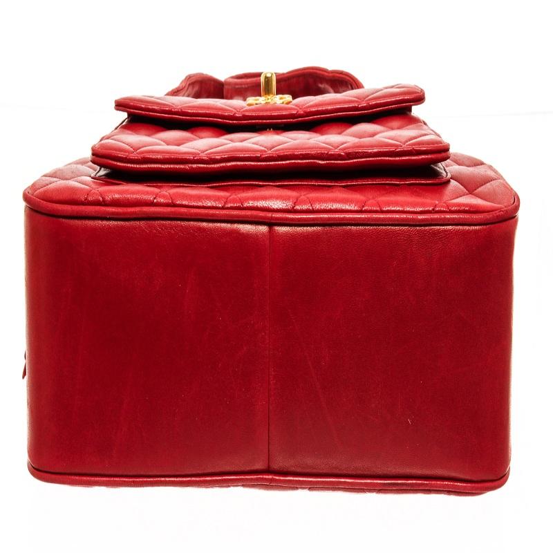 Women's Chanel Red Lambskin CC Front Pocket Shoulder Bag